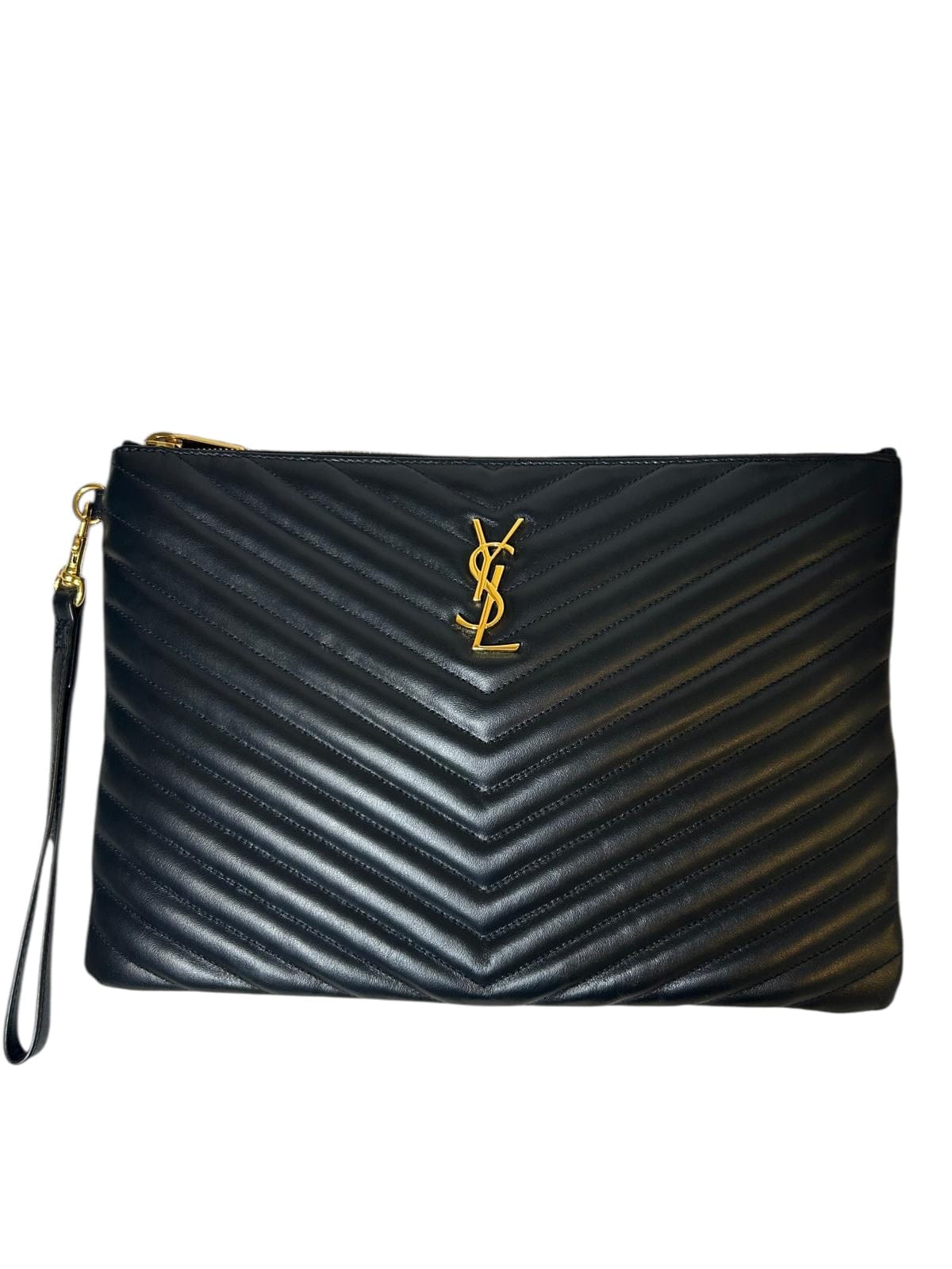 Saint Laurent Saint Laurent Black Monogram Quilted Large Clutch