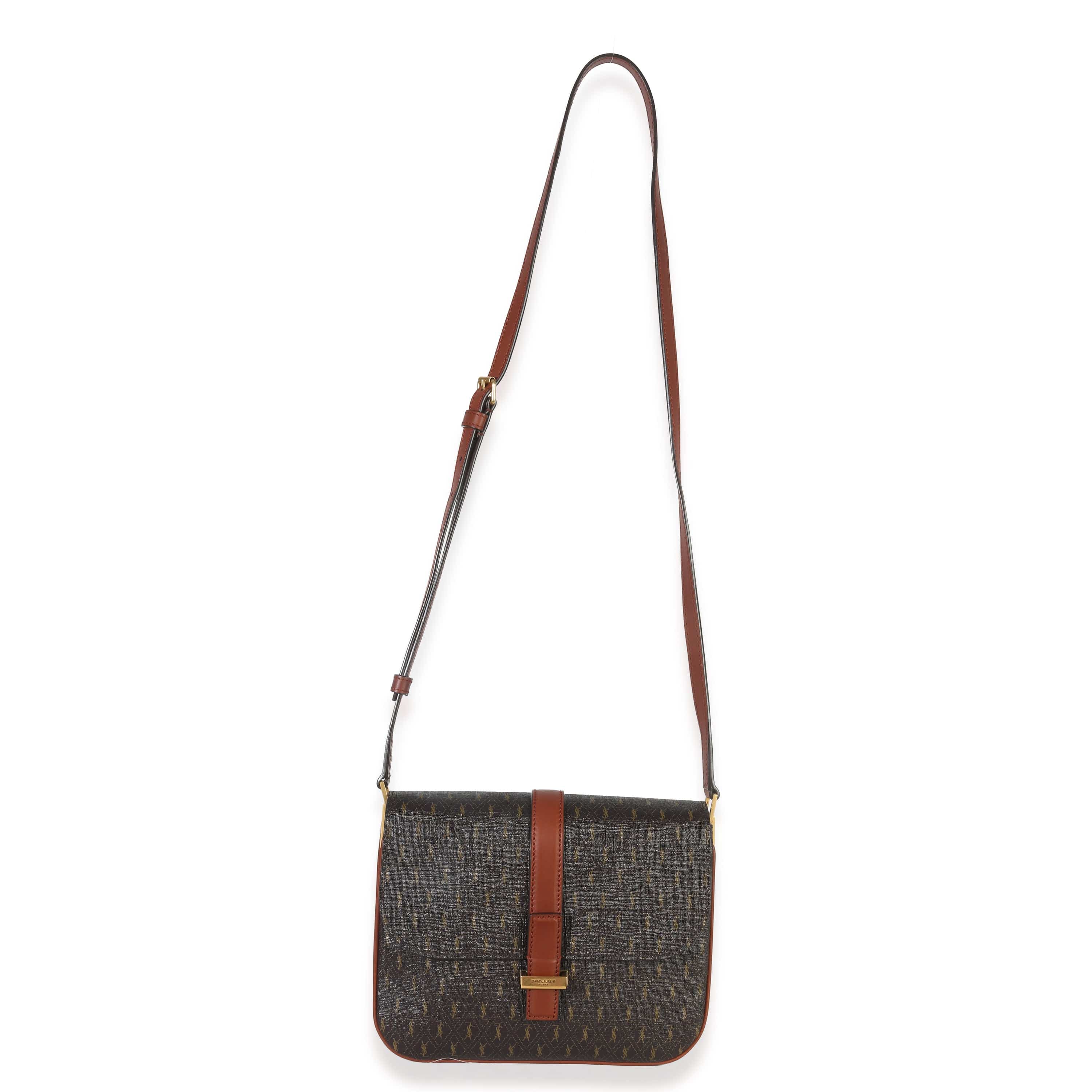 Saint Laurent Brown Canvas Le Monogramme Small Sac Besace Shoulder Bag