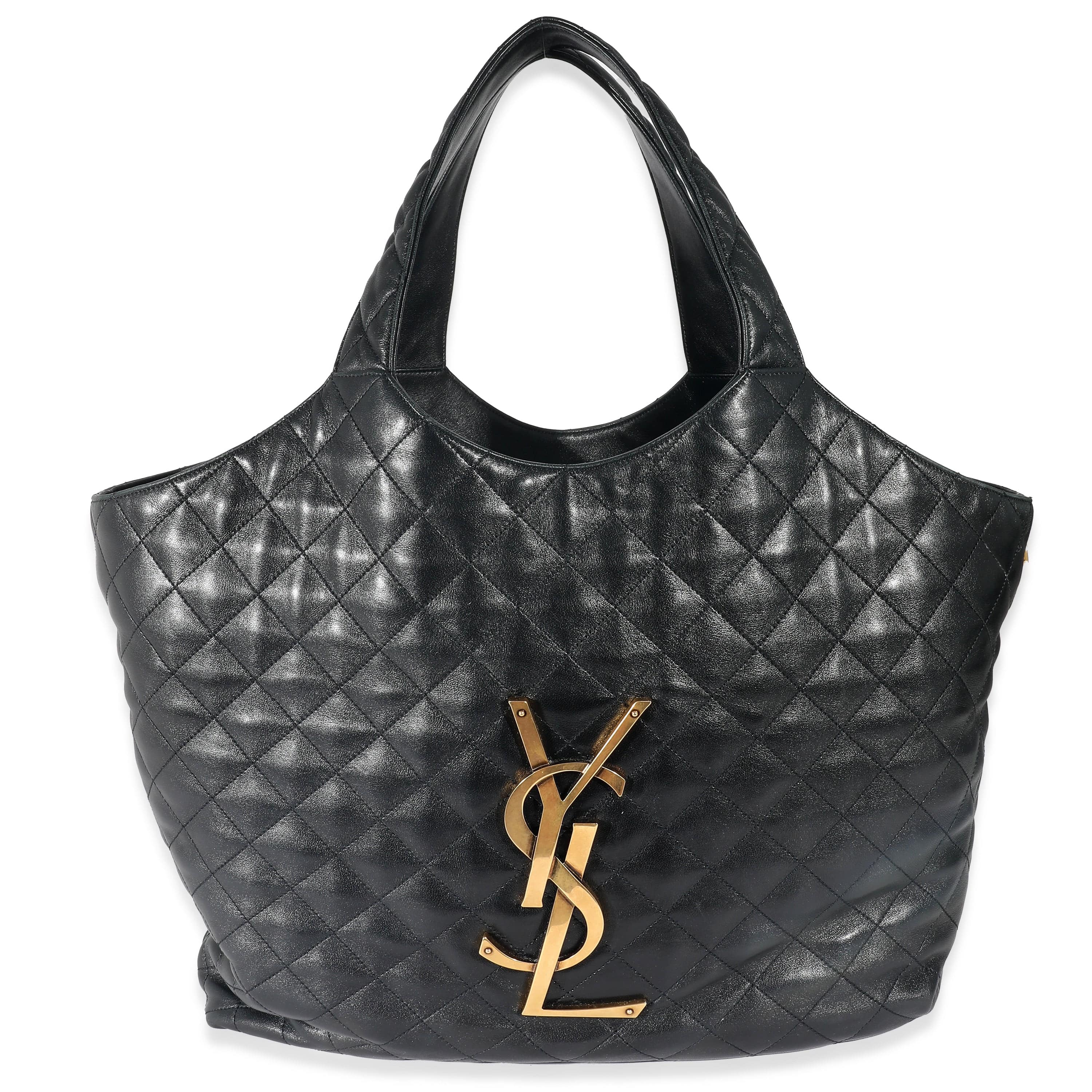 Saint Laurent Black Quilted Lambskin ICare Maxi Shopping Bag ...