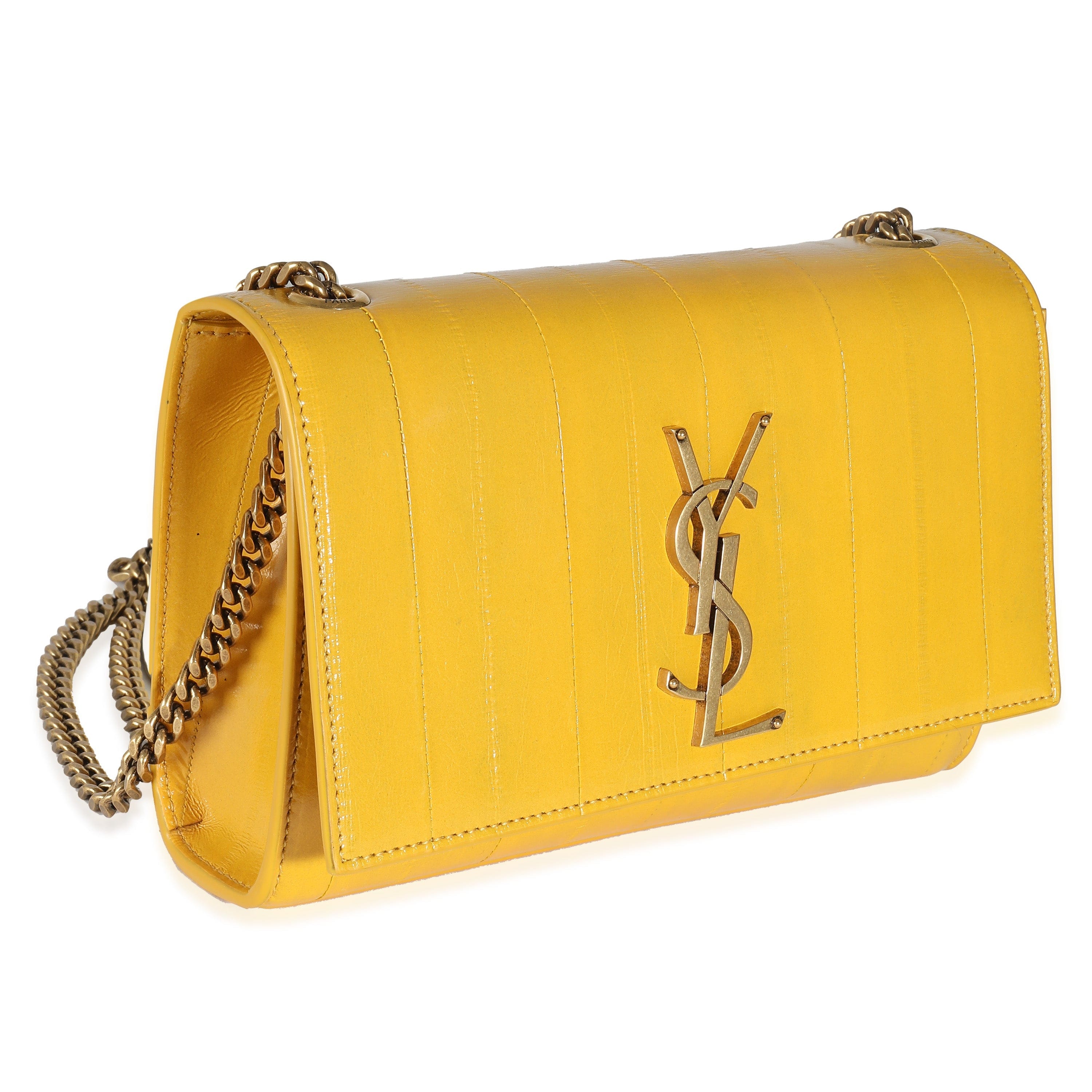 Saint Laurent Saint Laurent Mimosa Yellow Eel Skin Small Kate Chain Bag