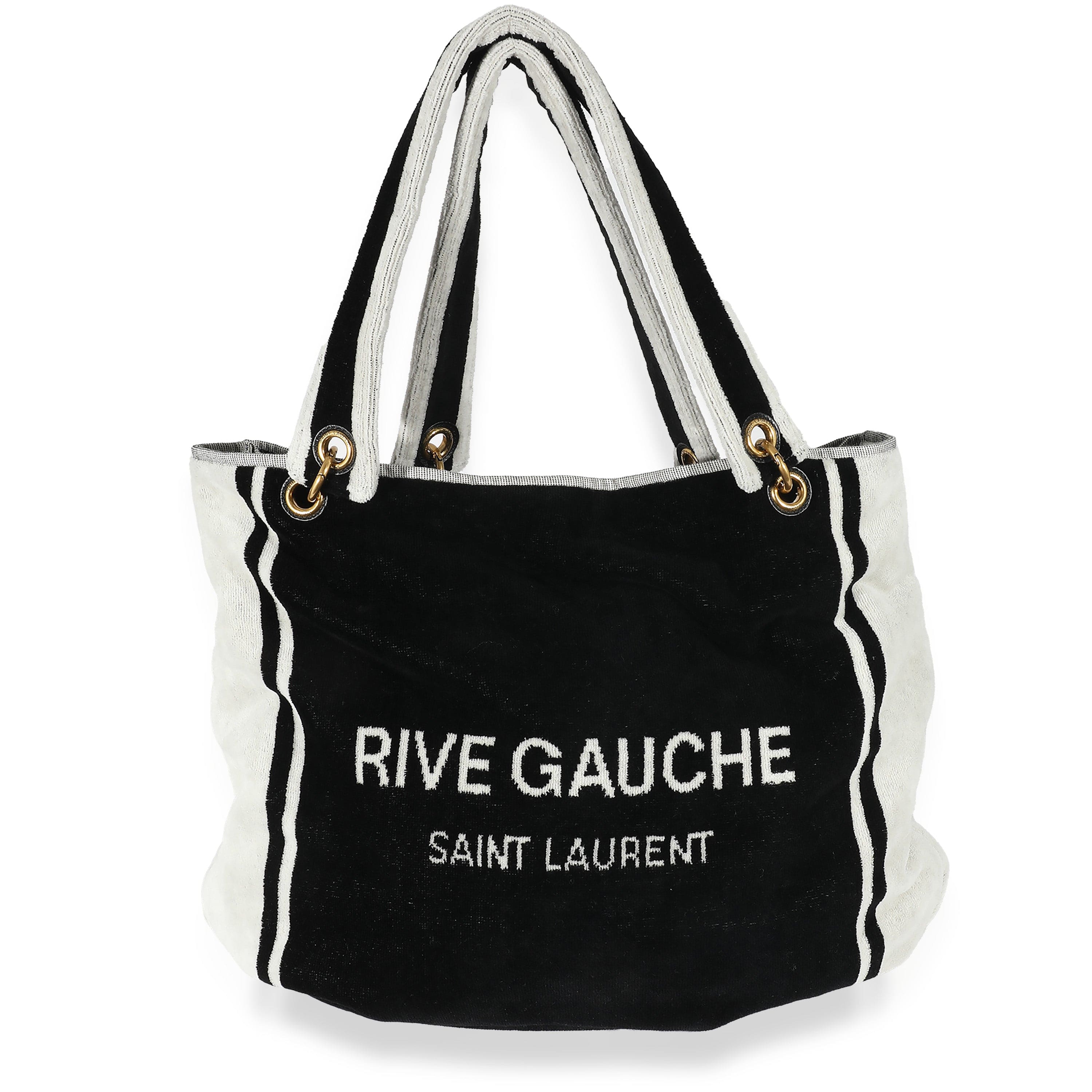 Saint Laurent Saint Laurent Rive Gauche Black White Terry Cloth Beach Towel Tote