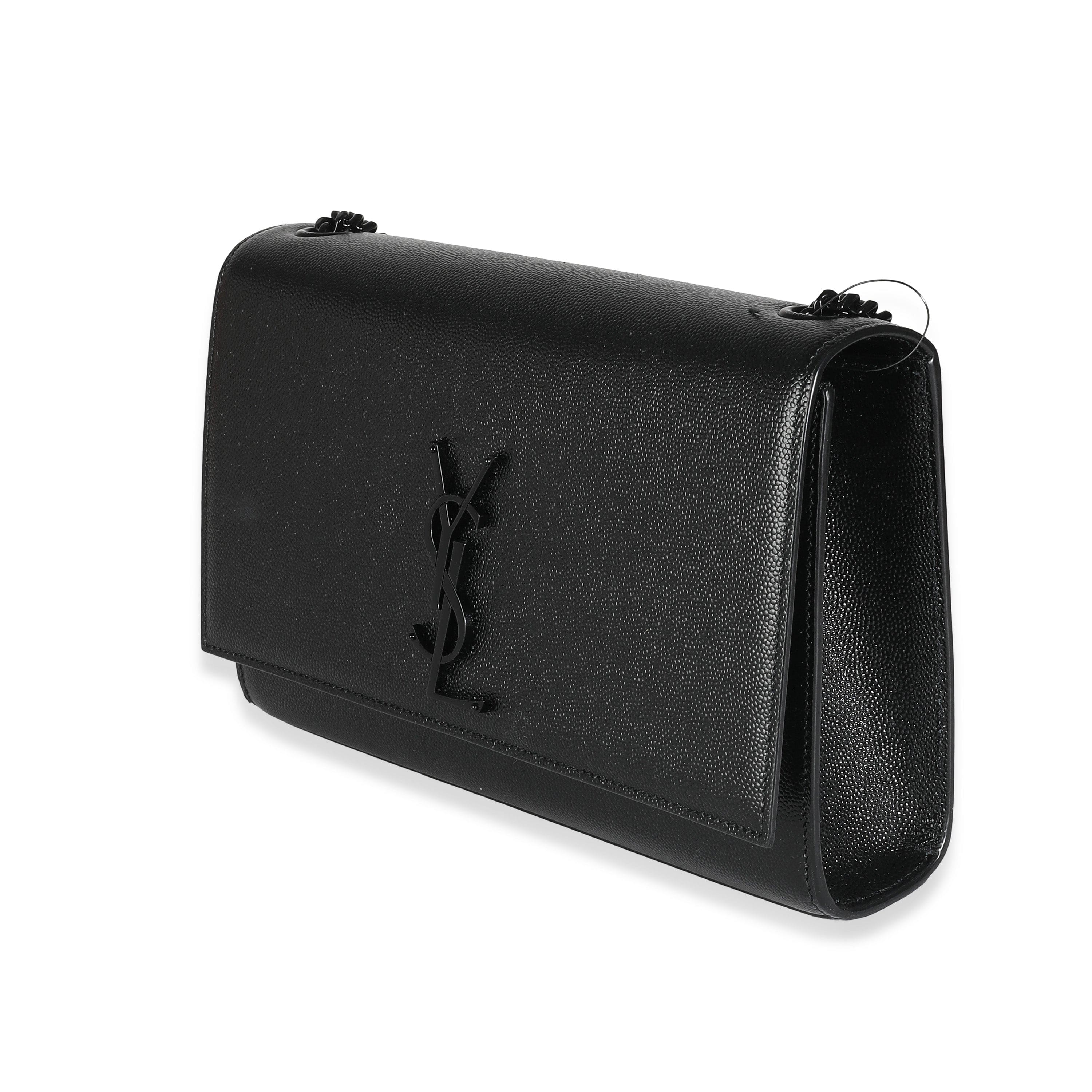 Saint Laurent YSL Black Grain De Poudre Monochrome Medium Kate Chain Bag