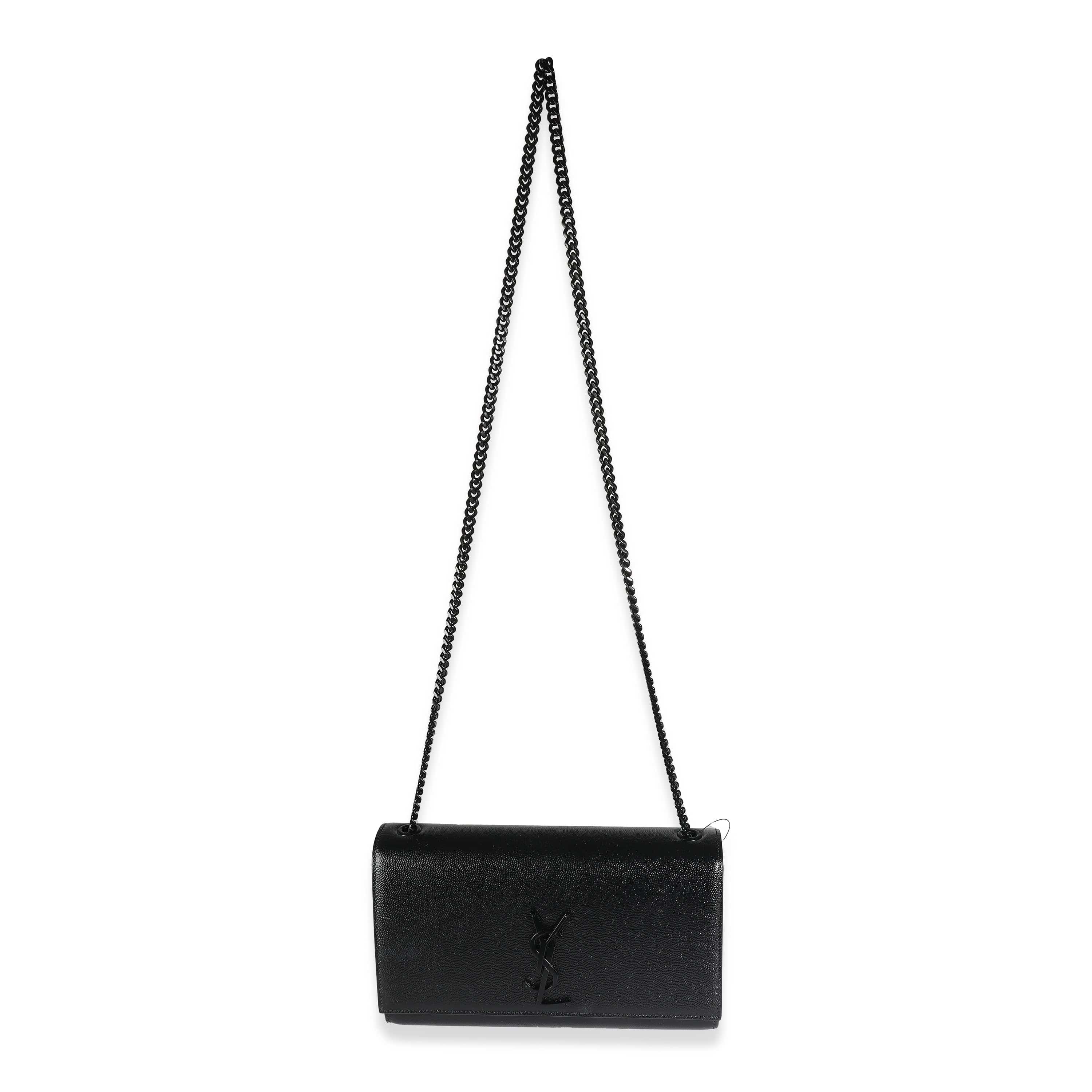 Saint Laurent YSL Black Grain De Poudre Monochrome Medium Kate Chain Bag