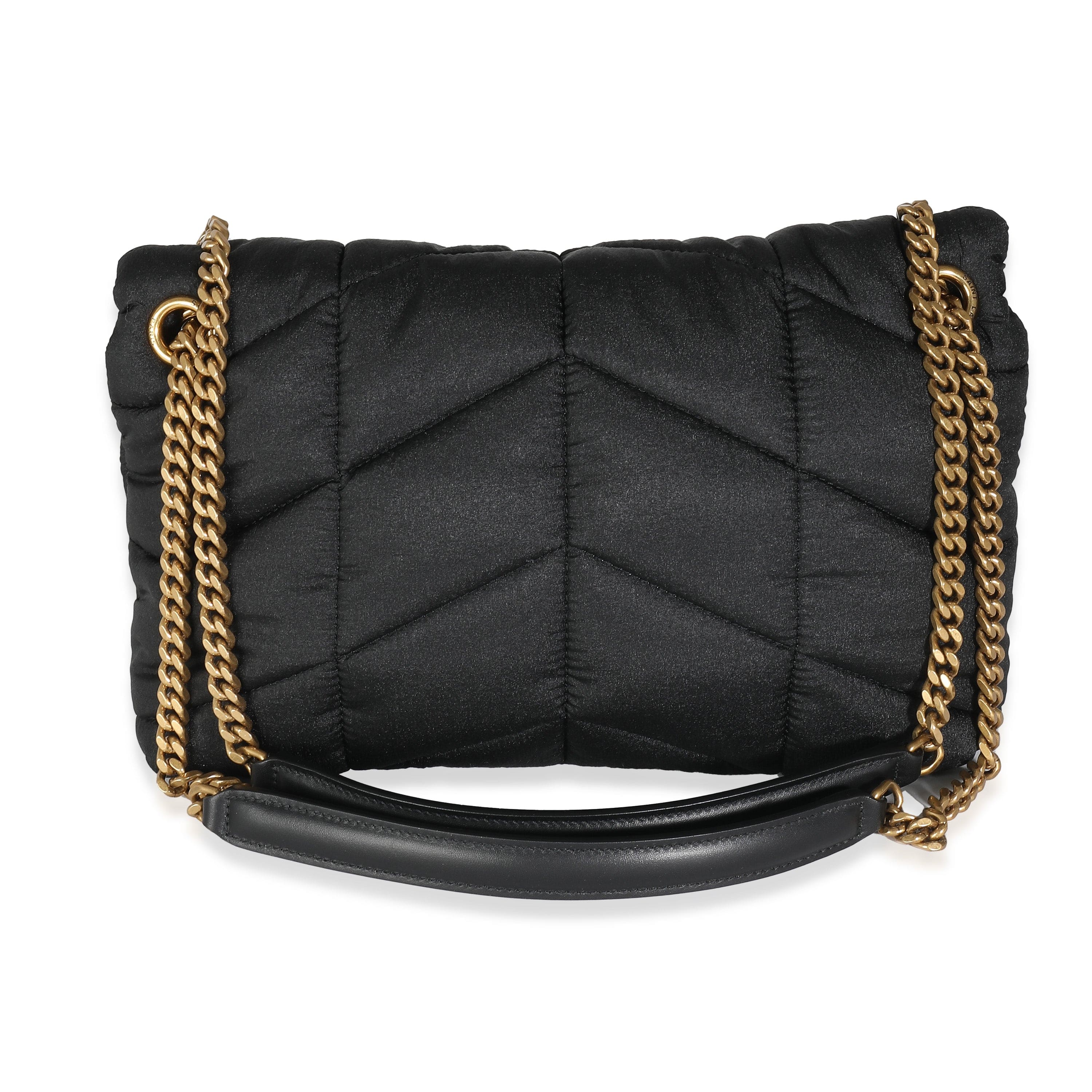 Saint Laurent YSL Black Quilted Nylon Small Lou Puffer Chain Bag