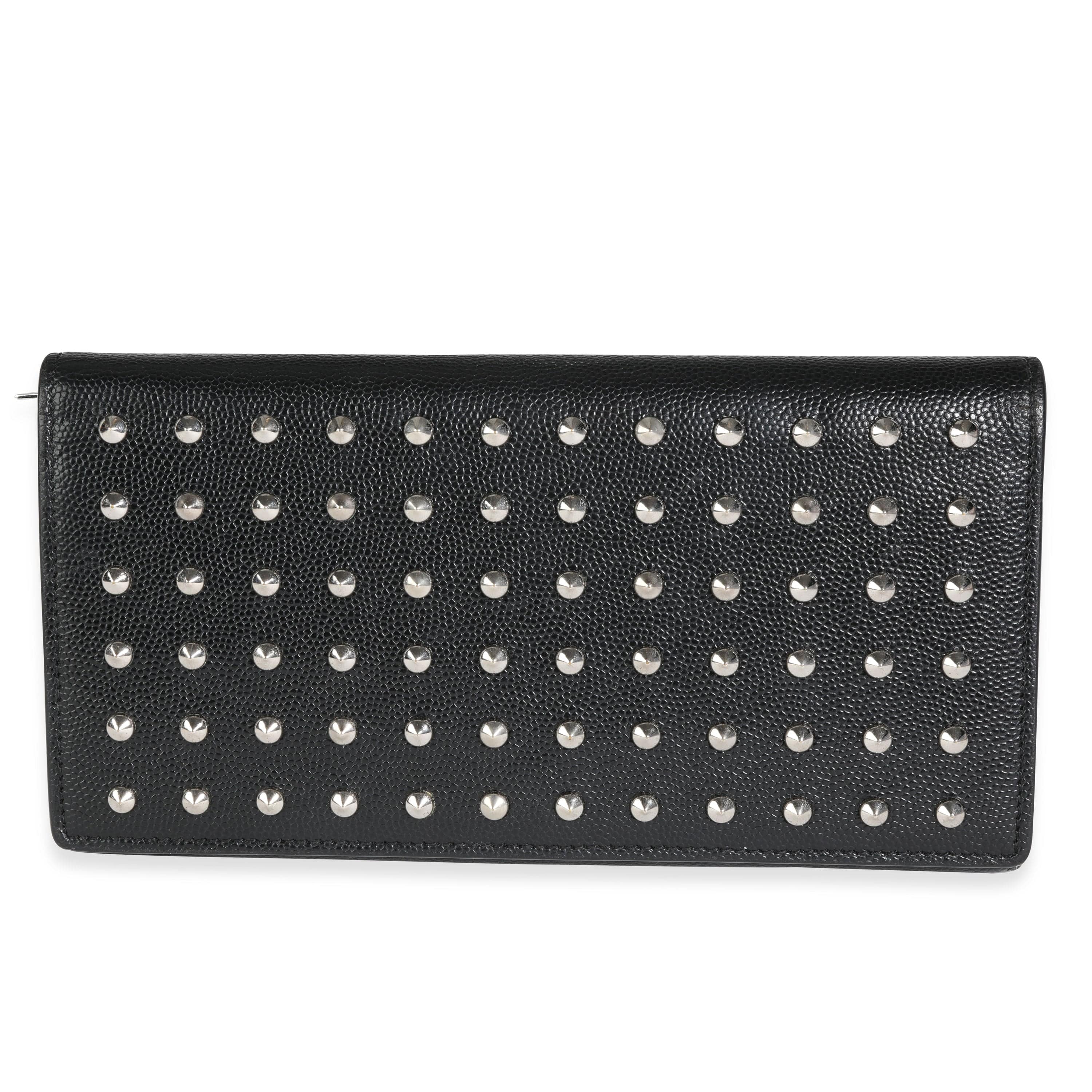 Saint Laurent Black Grain De Poudre Leather Studded Classic Marquage F