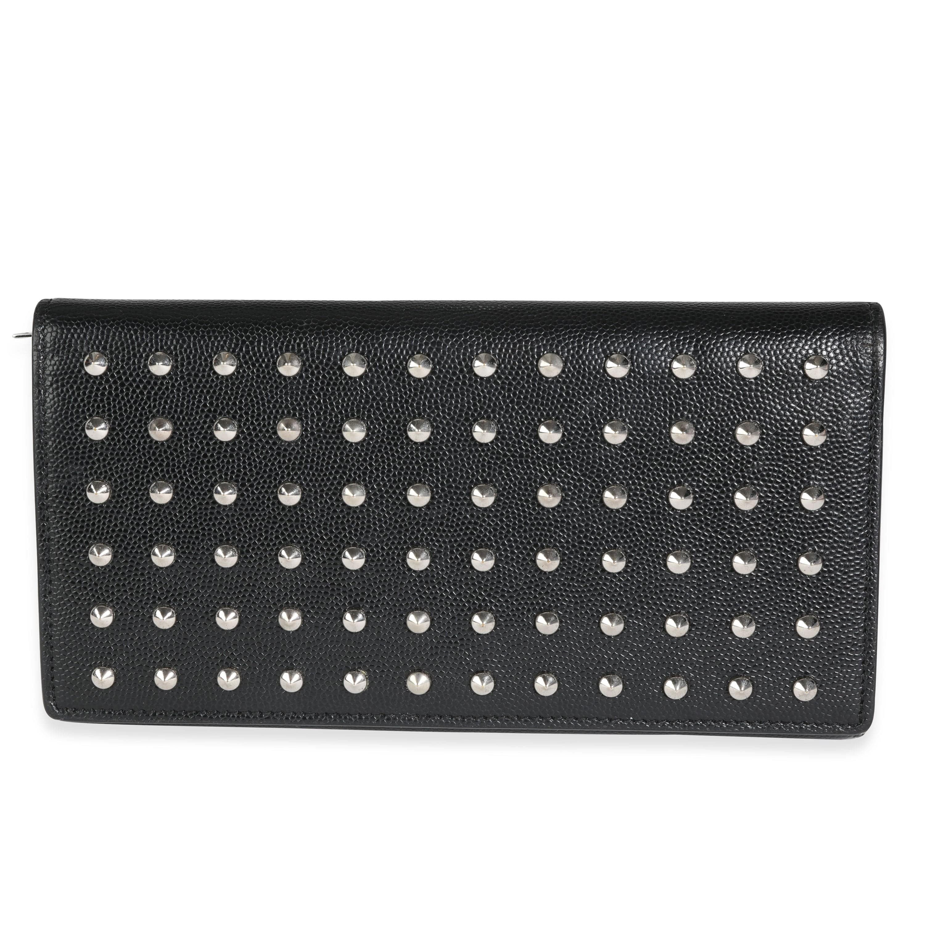 Saint Laurent Saint Laurent Black Grain De Poudre Leather Studded Classic Marquage Flap Wallet