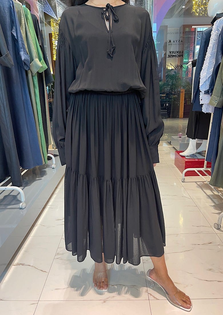 ADJUSTABLE WAIST CHIFON DRESS (فستان)