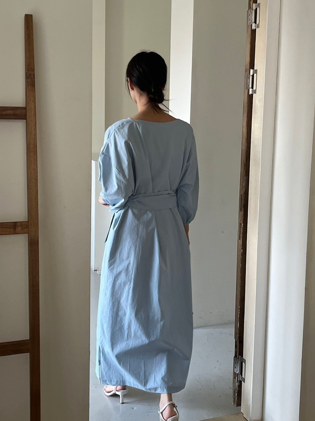 SEOUL COLLECTION BOAT NECK COTTON DRESS WITH WIDE TIE UP (فستان) “SELENA”