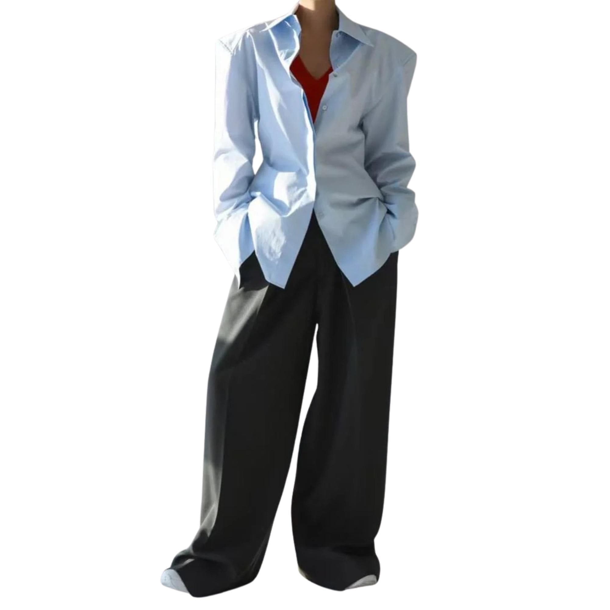 SEOUL COLLECTION FITTED LONG SLEEVE SHIRT WITH BELT