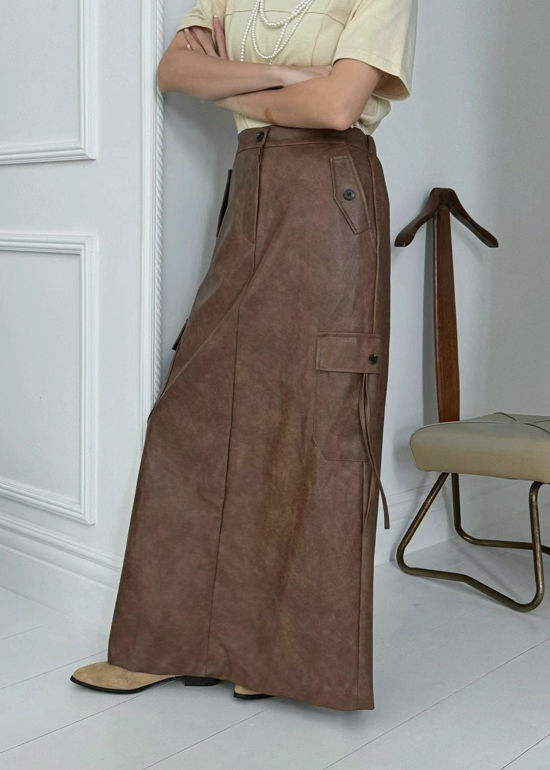 SEOUL COLLECTION MAXI LEATHER SKIRT (LIVE SHOW)