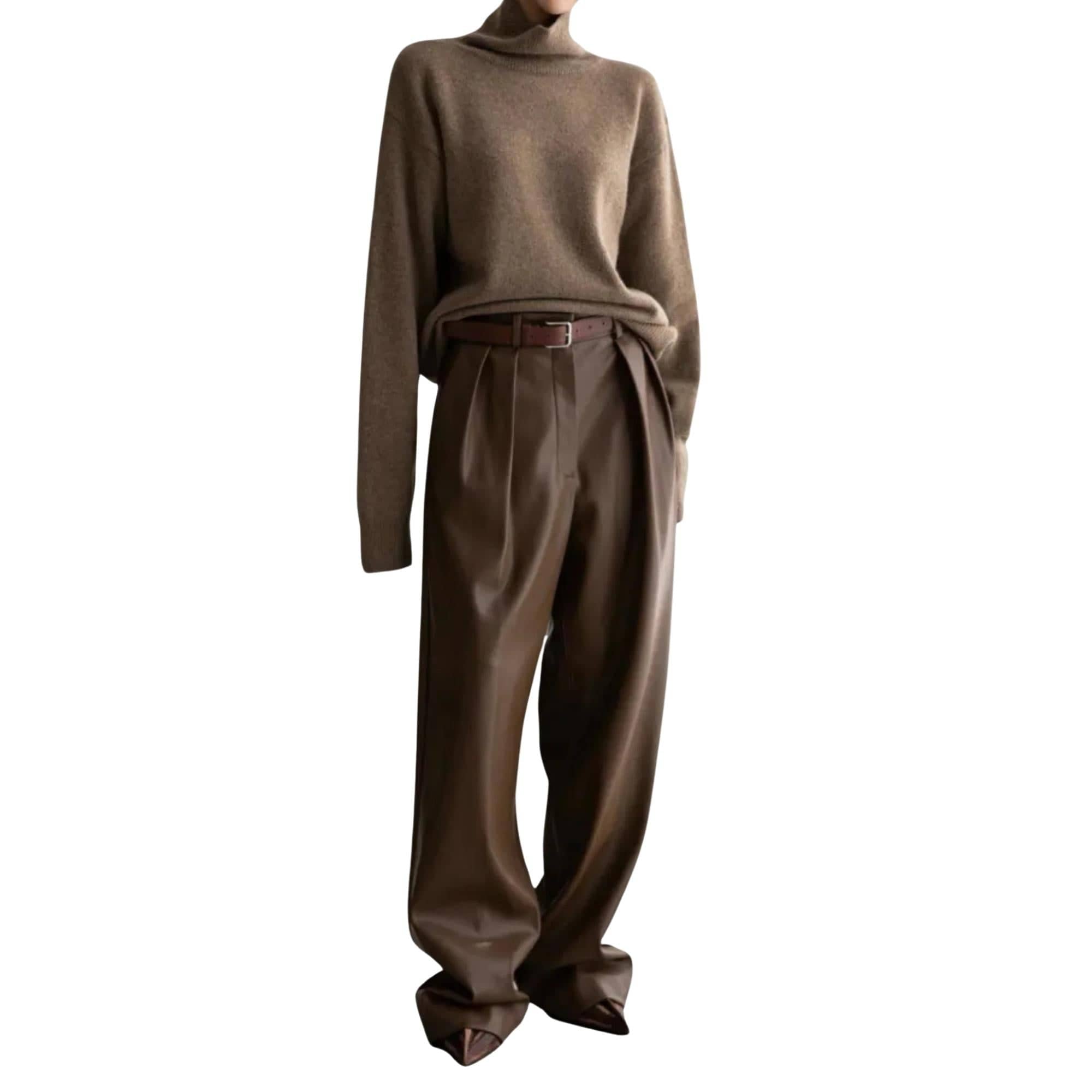 SEOUL COLLECTION FRONT PLEATED LEATHER TROUSERS (بنطلون)