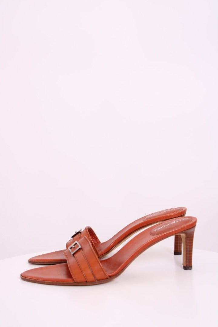 Sergio Rossi Sergio Rossi Peep Toe Mule Heels Tan 37.5