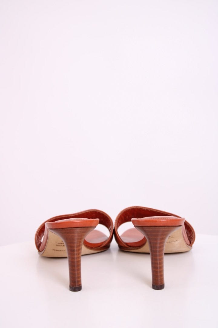 Sergio Rossi Sergio Rossi Peep Toe Mule Heels Tan 37.5