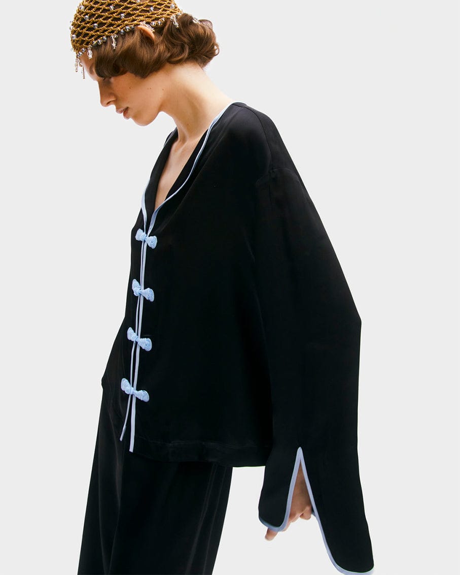 Sleeper Louis Set with Pants in Black & Blue