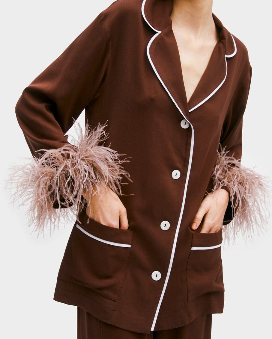 Sleeper Party Gal Set with Detachable Feathers in Teddy Brown