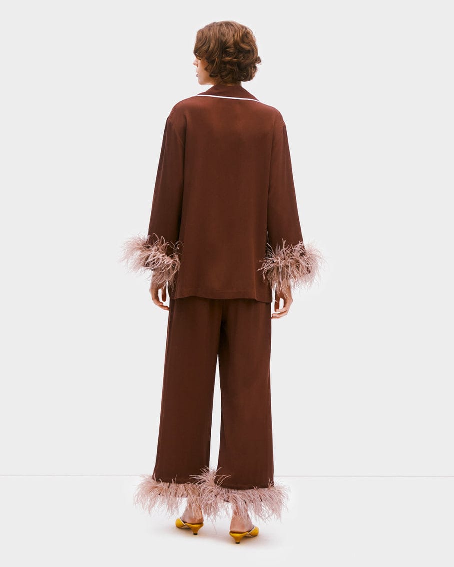 Sleeper Party Gal Set with Detachable Feathers in Teddy Brown