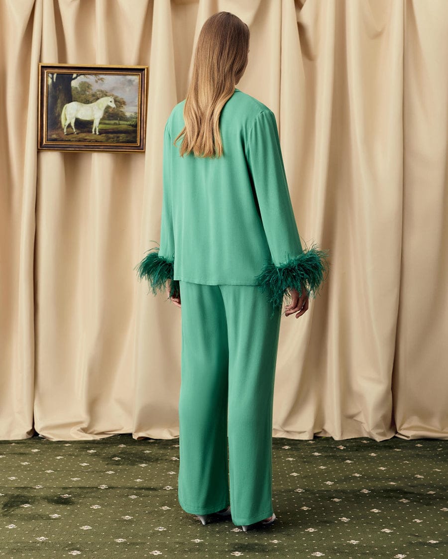 Sleeper The Bow Pajama Set with Detachable Feathers in Green