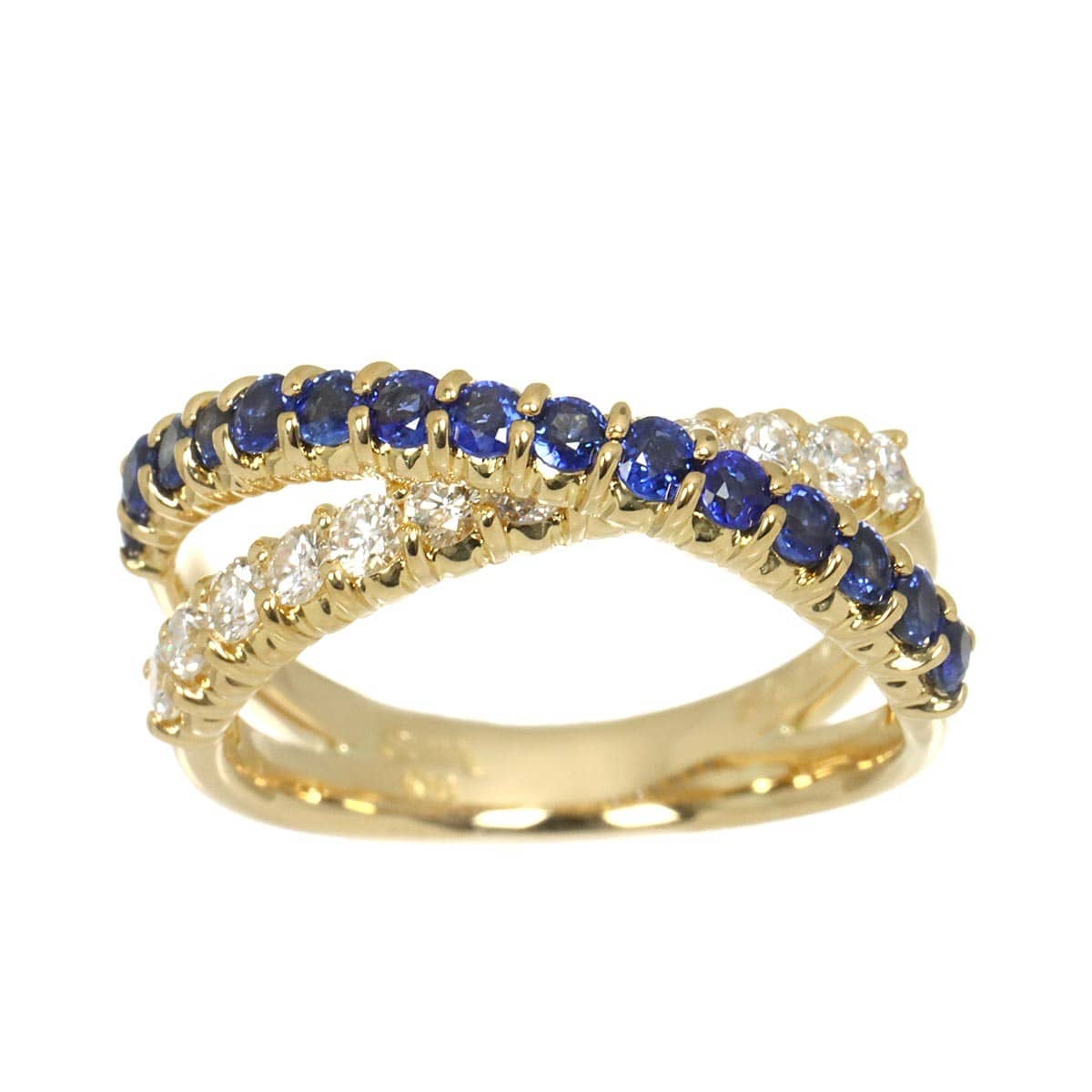 SUWA SUWA Sapphire 0.77ct Diamond 0.48ct Ring 18K YG 750 Size6(US) 90305560