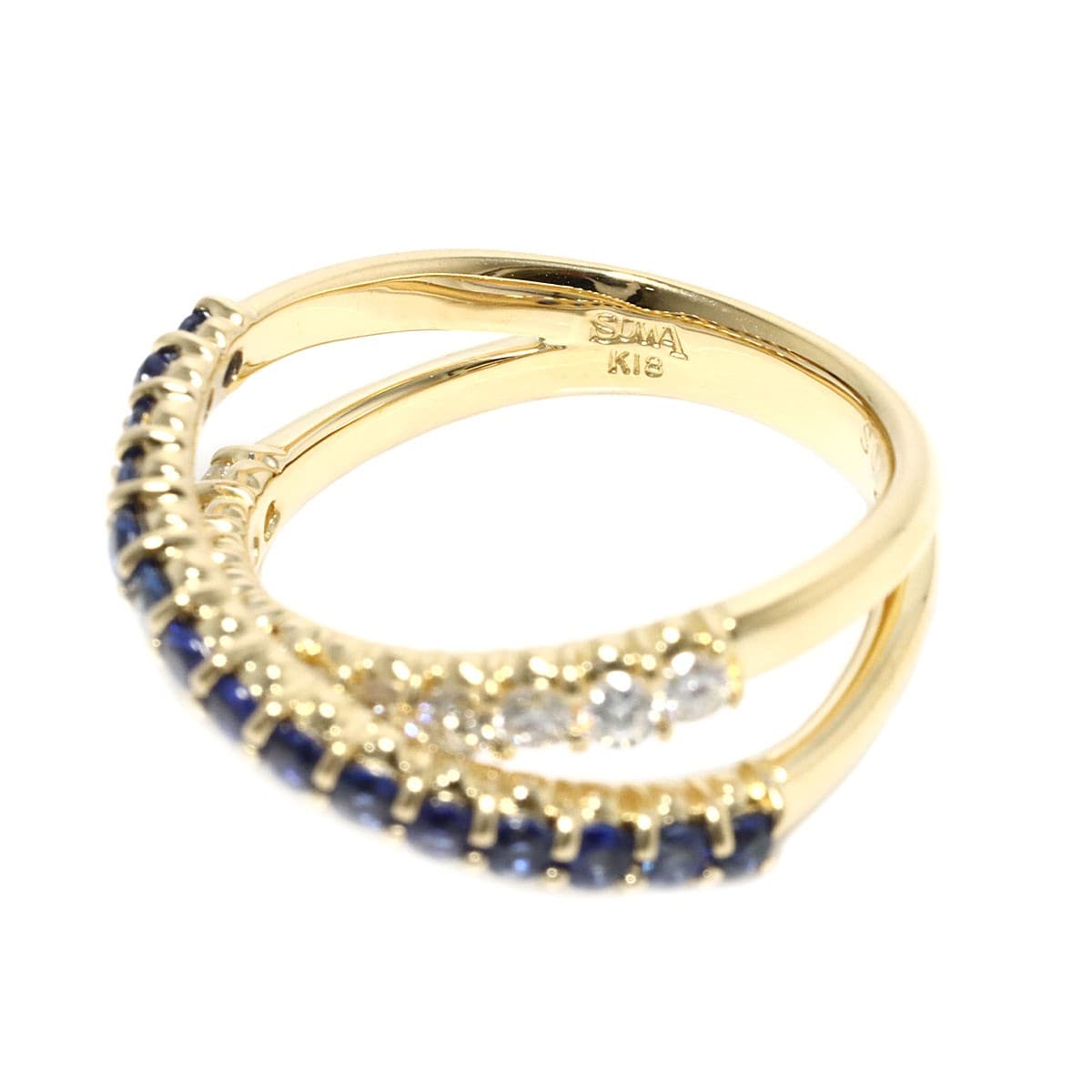 SUWA SUWA Sapphire 0.77ct Diamond 0.48ct Ring 18K YG 750 Size6(US) 90305560