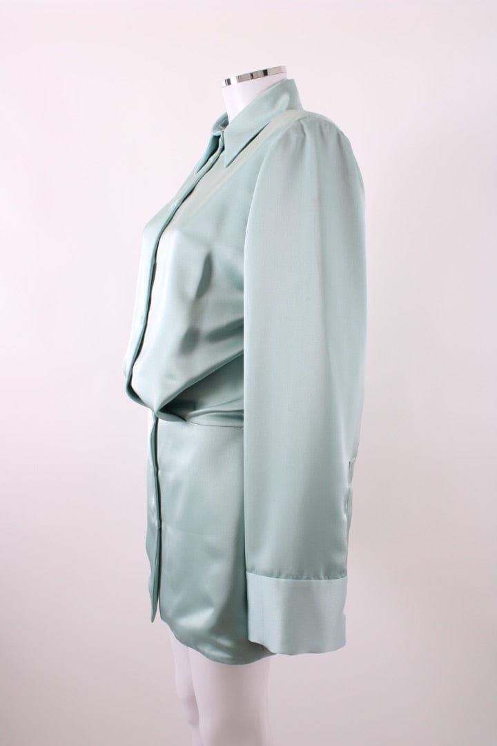 The Attico The Attico Satin Shirt Dress Green 40
