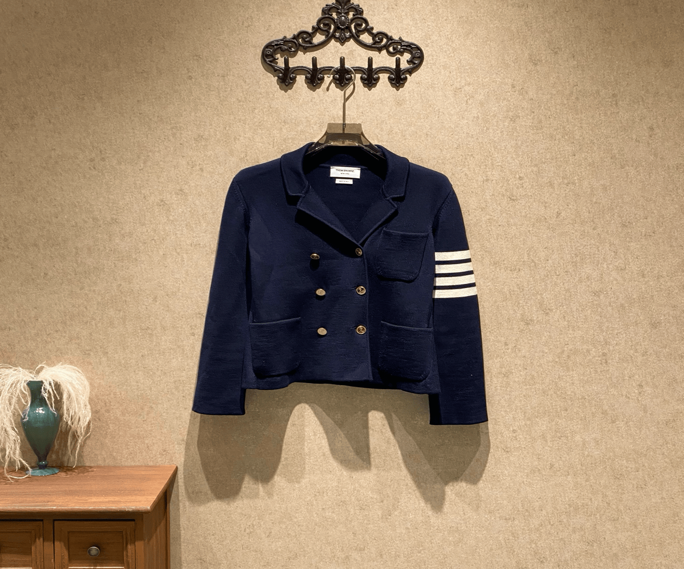Thom Browne Thom Browne popular navy blue four-striped wool coat with gold buttons / Size 40 (plus size) / 99% new / 41562 SGC41562