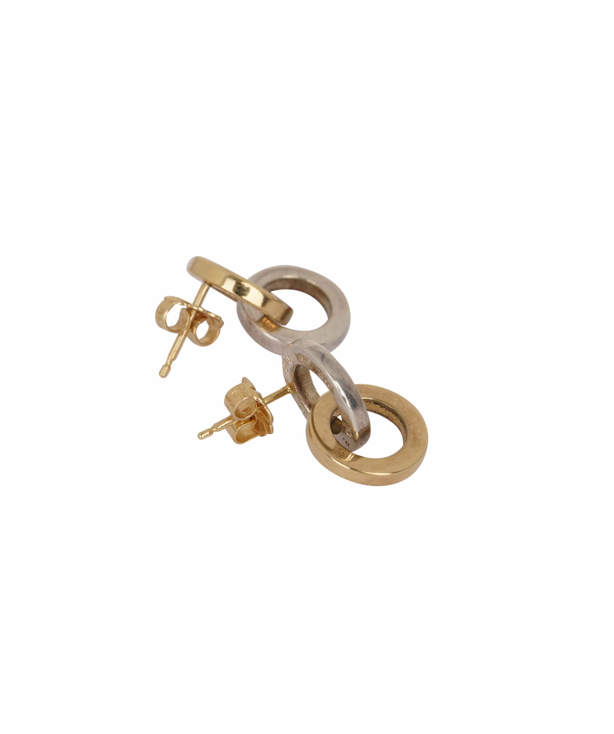 Tiffany & Co. Tiffany & Co. 18K Yellow Gold and Silver Circle Double Ring Earrings AKC0752