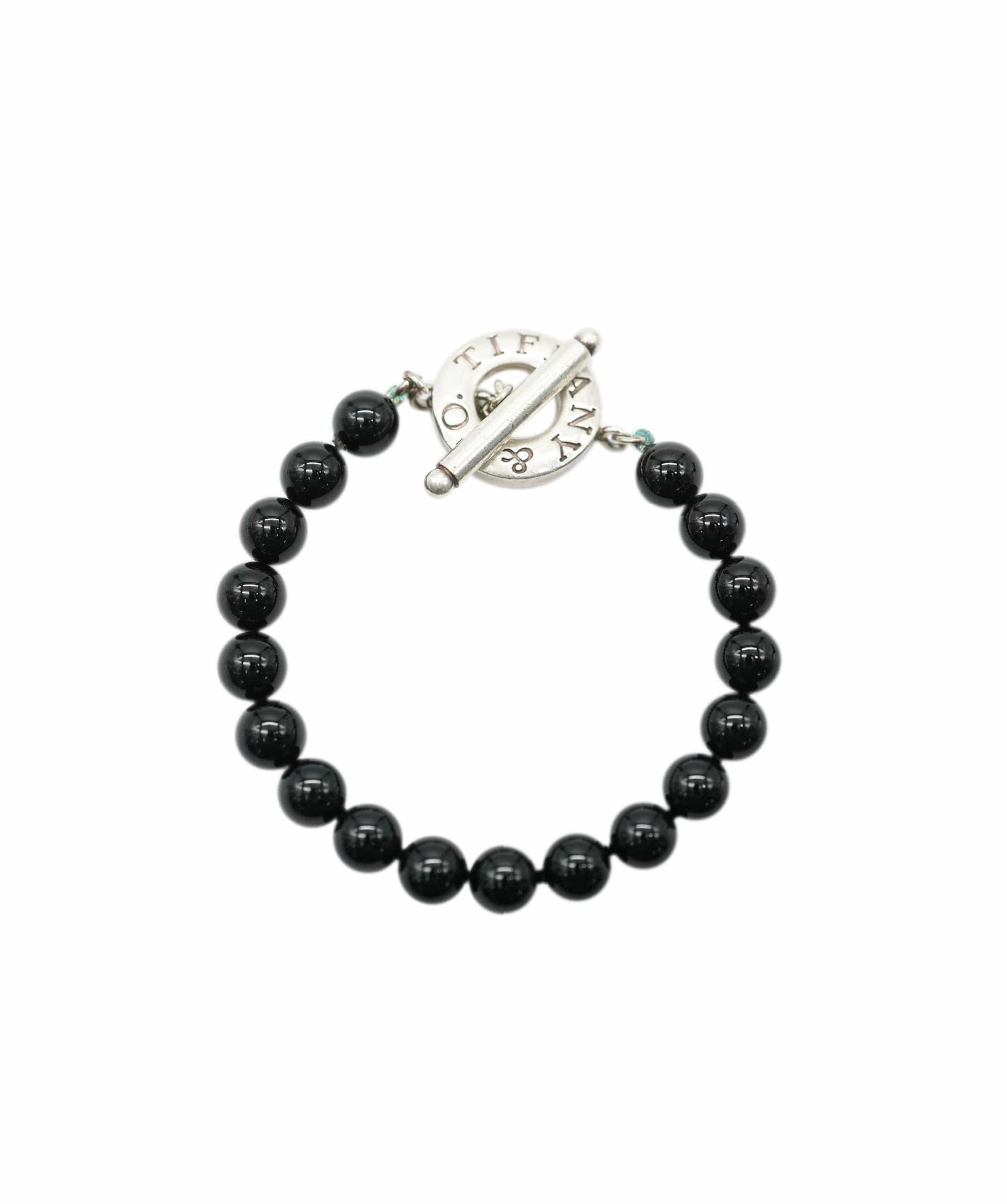 Tiffany & Co. Tiffany & Co. Onyx Bead Sterling Silver Bracelet With Toggle Clasp ABC0714