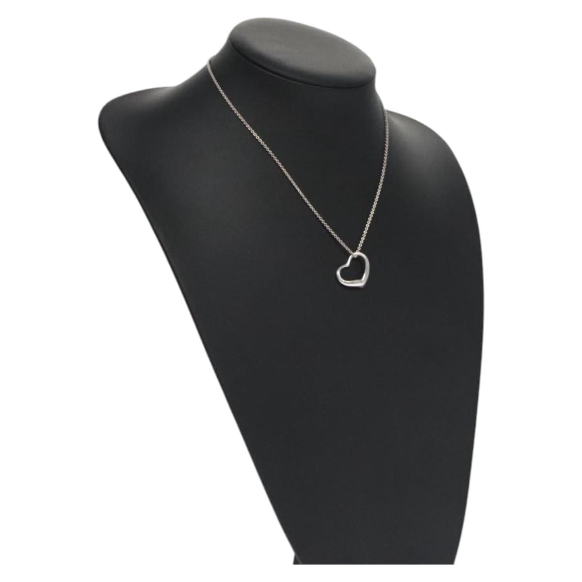 TIFFANY&Co. Open Heart Necklace Ag925 Silver Auth  DXBS6542