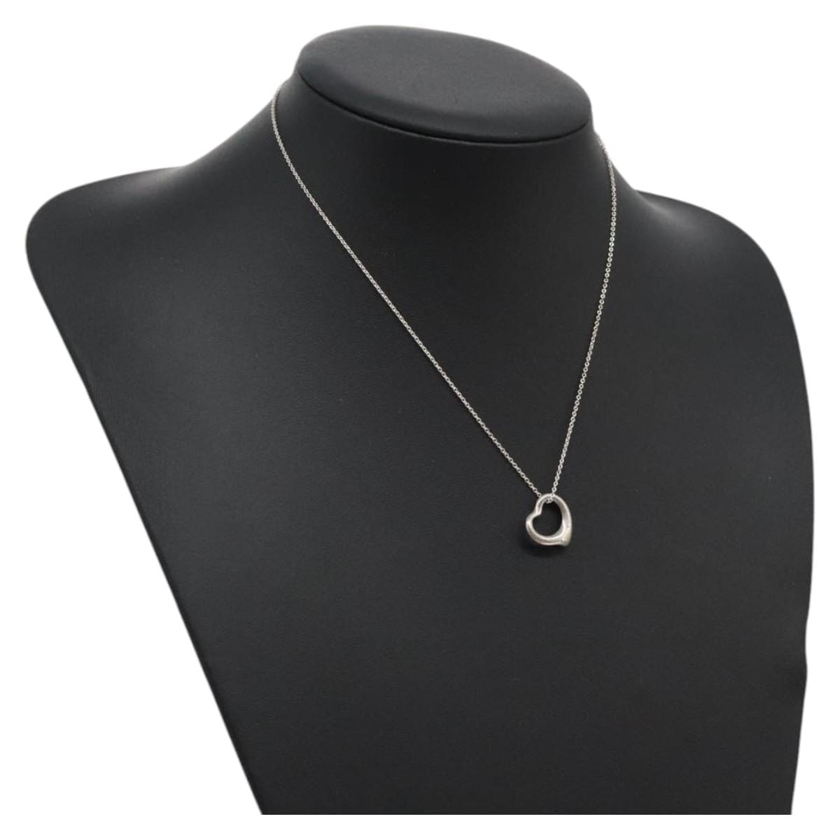 TIFFANY&Co. Open Heart Necklace Ag925 Silver Auth  DXBS6539