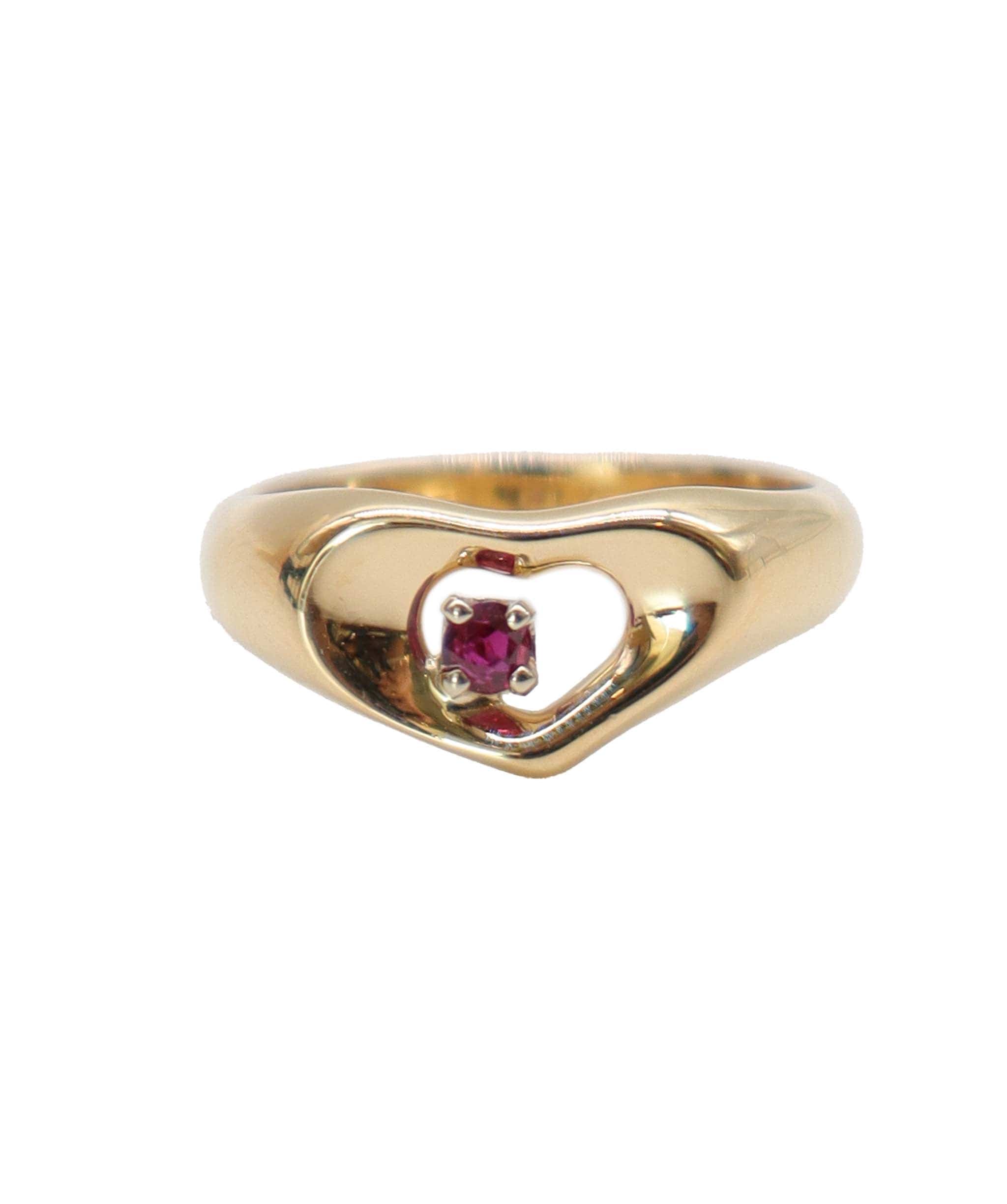 Tiffany & Co. TIFFANY&Co. Size 11.5 Ring Ruby K18 YG Yellow Gold 750 Heart Ruby Ring Tiffany DXBS4050