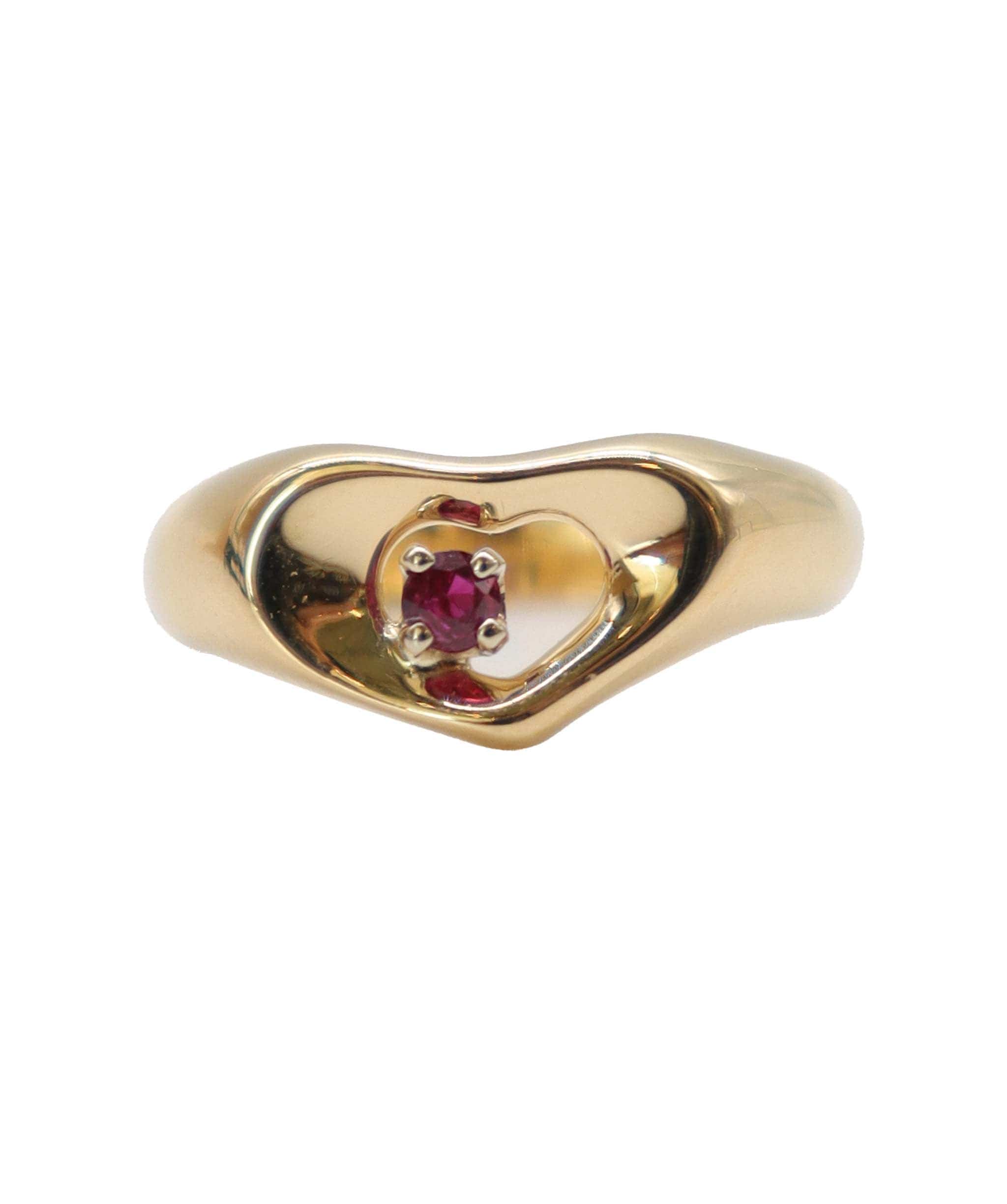 Tiffany & Co. TIFFANY&Co. Size 11.5 Ring Ruby K18 YG Yellow Gold 750 Heart Ruby Ring Tiffany DXBS4050