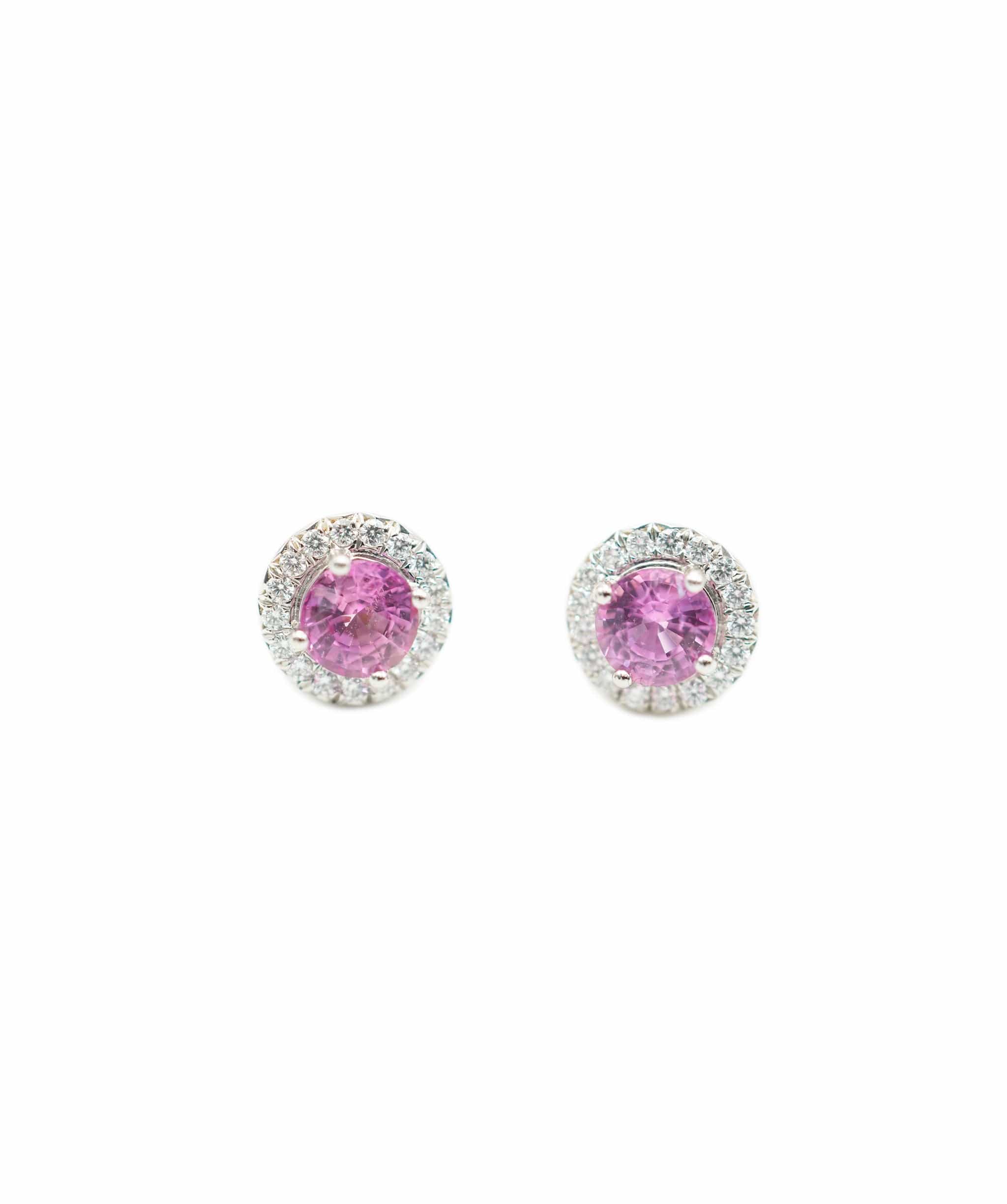 Tiffany & Co. Tiffany & Co. Soleste Halo Earring, Platinum, Pink Sapphire & Diamond ABC0567