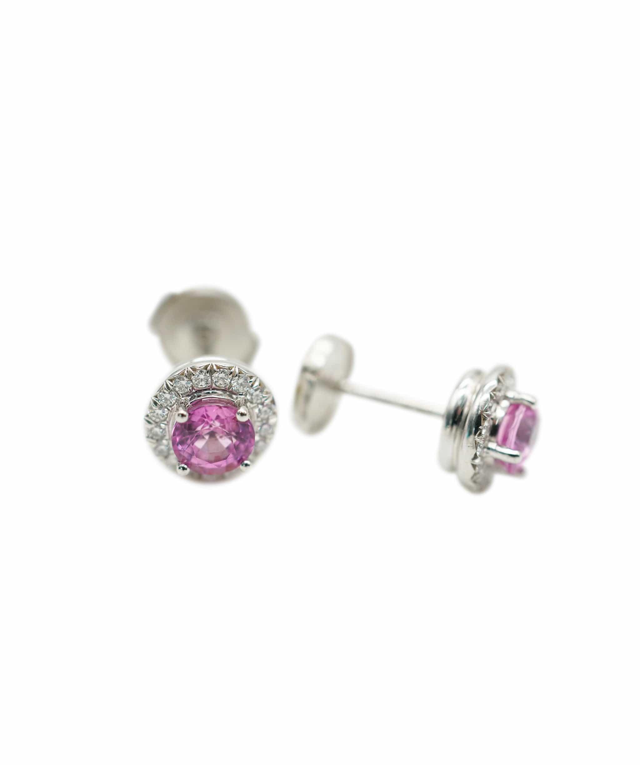 Tiffany & Co. Tiffany & Co. Soleste Halo Earring, Platinum, Pink Sapphire & Diamond ABC0567