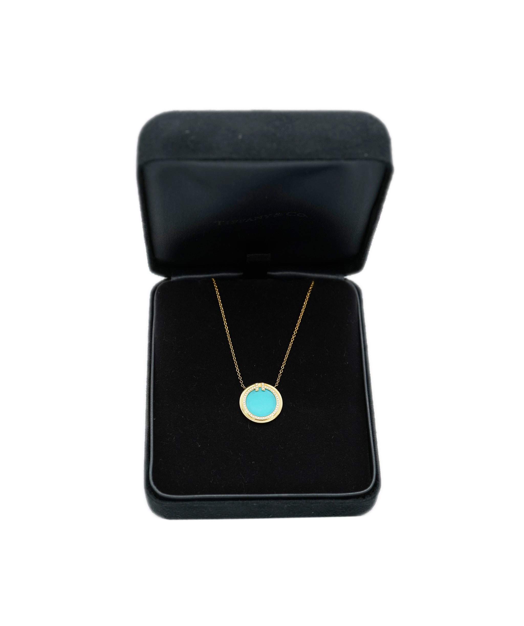 Tiffany & Co. Tiffany & Co. T Diamond, Turquoise and Yellow gold Circle Pendant Necklace AHC1926