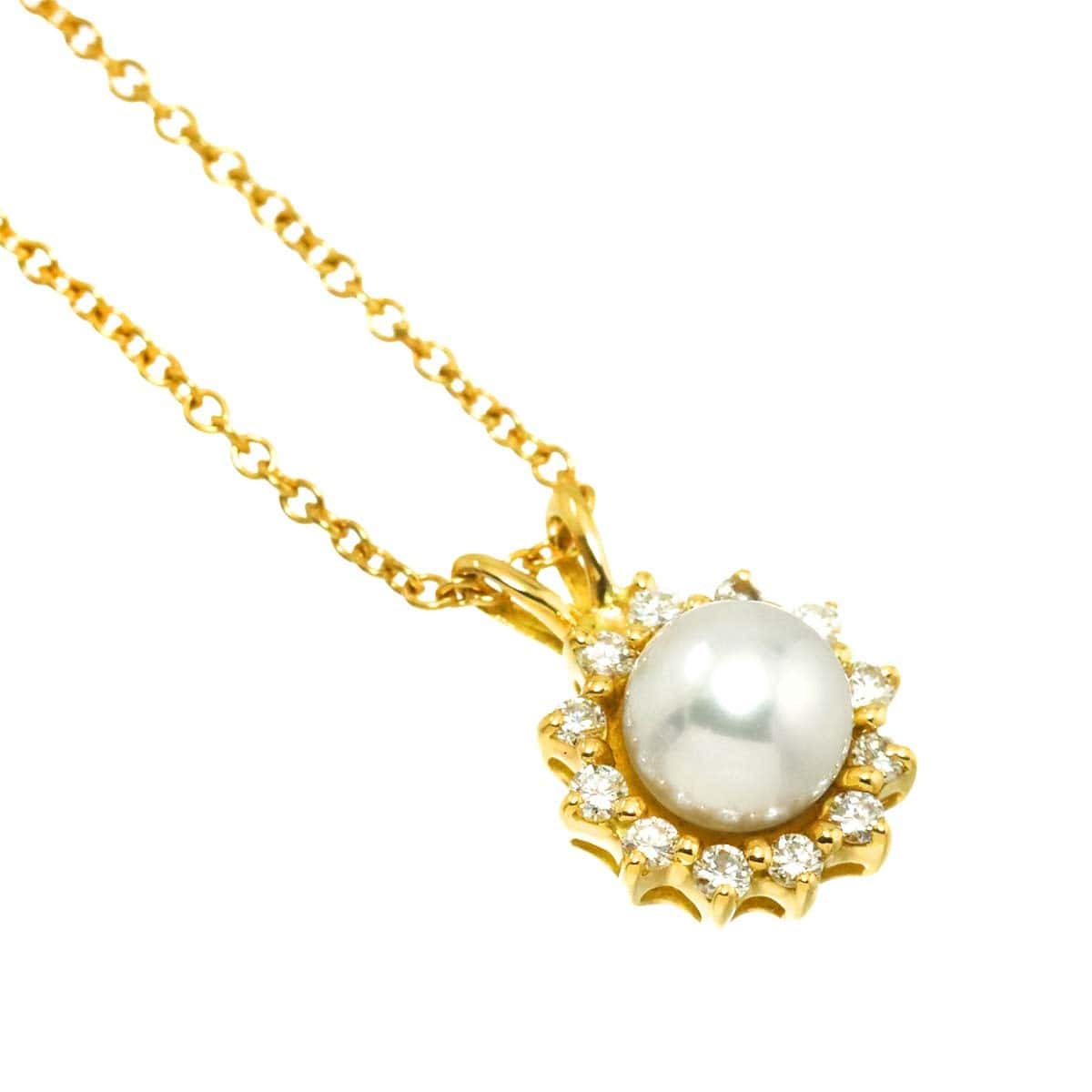 TIFFANY Co. TIFFANY Co. Akoya pearl 5.5mm Diamond Necklace 18K YG 750 90310879