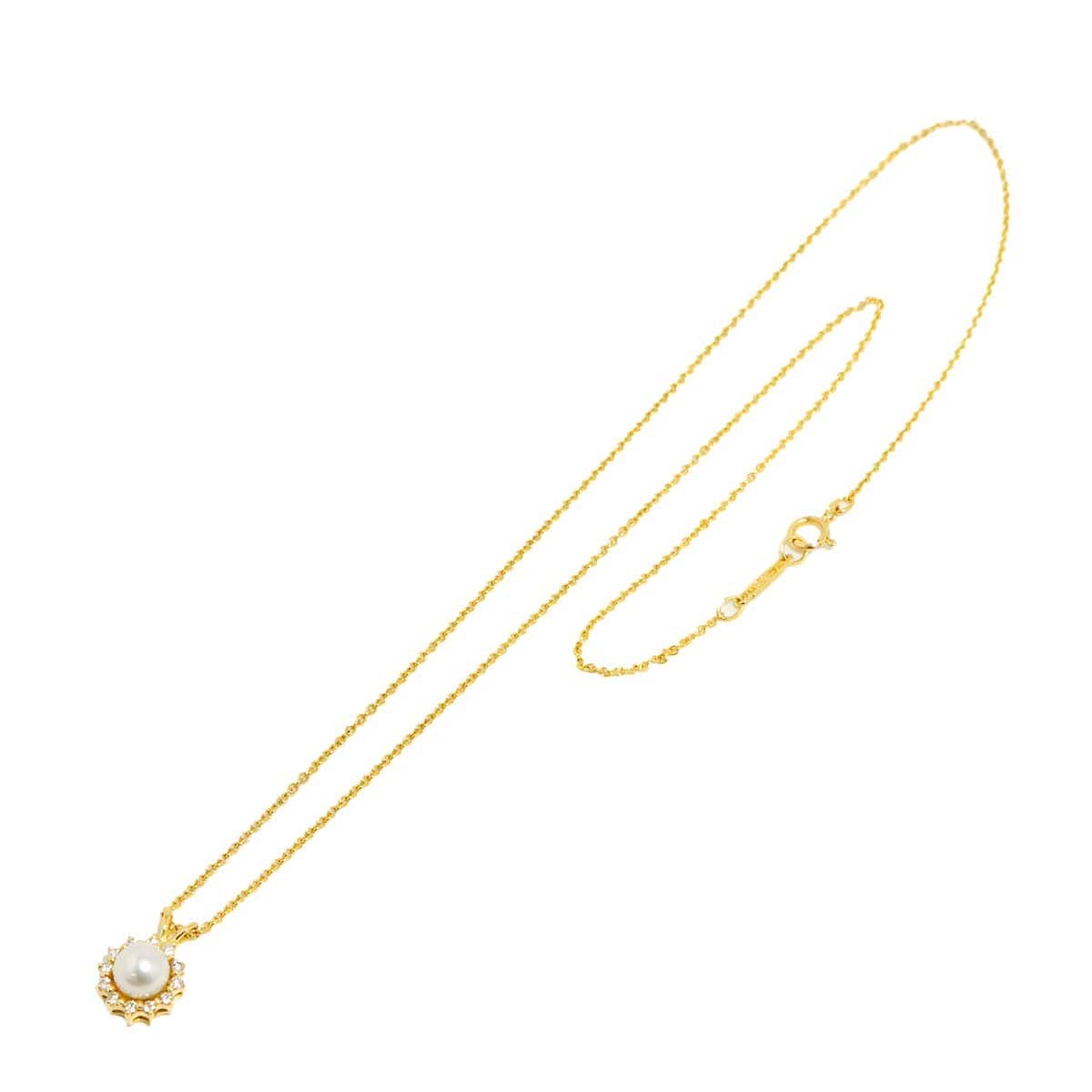 TIFFANY Co. TIFFANY Co. Akoya pearl 5.5mm Diamond Necklace 18K YG 750 90310879