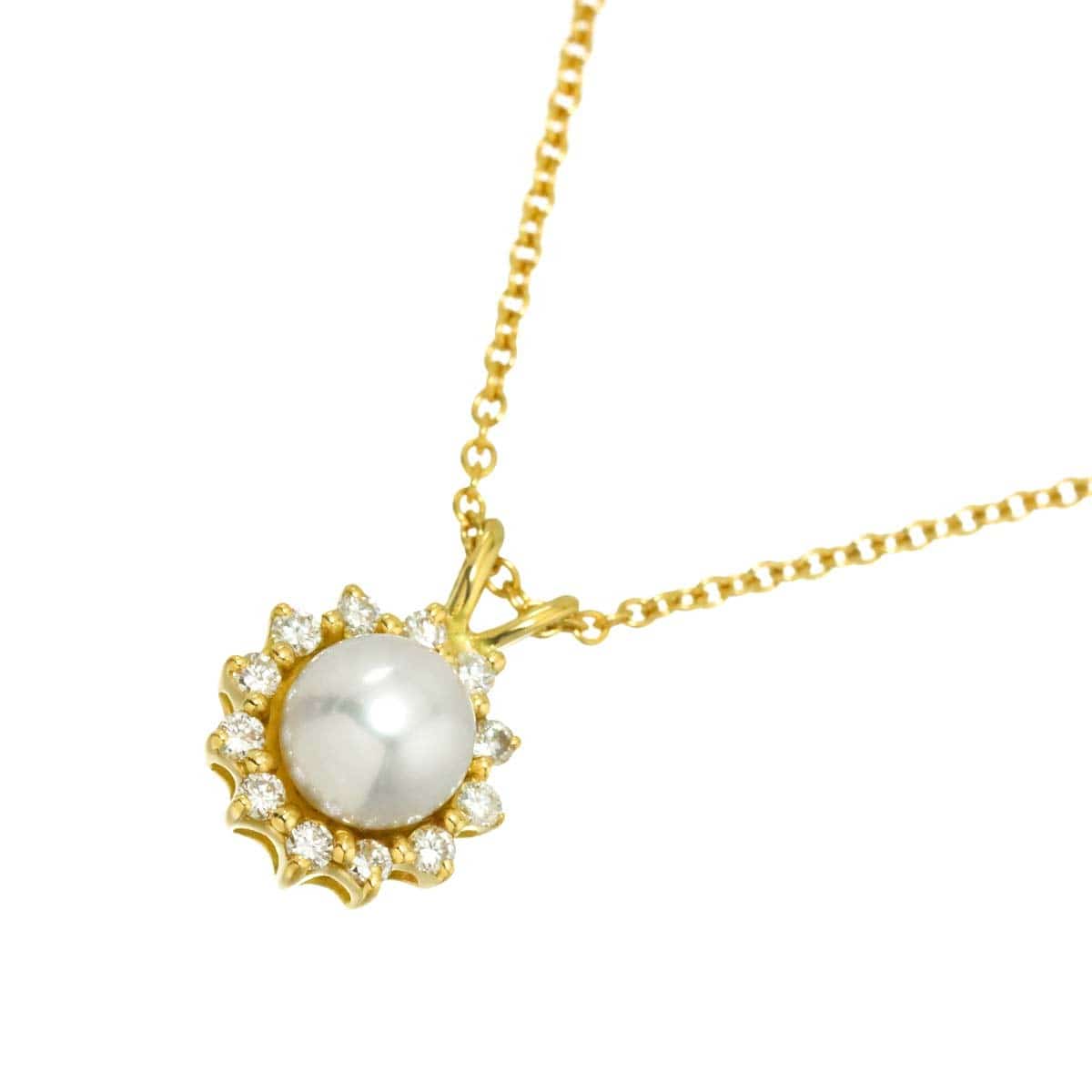 TIFFANY Co. TIFFANY Co. Akoya pearl 5.5mm Diamond Necklace 18K YG 750 90310879