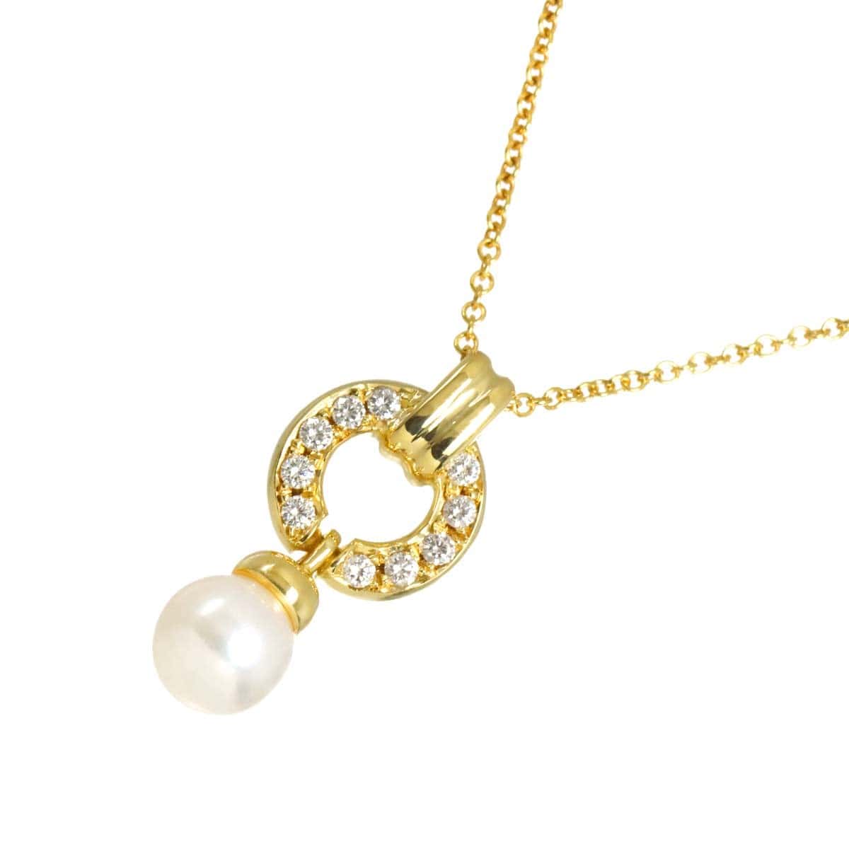 TIFFANY Co. TIFFANY Co. Akoya pearl 6.3mm Diamond Necklace 18K YG 750 90313692