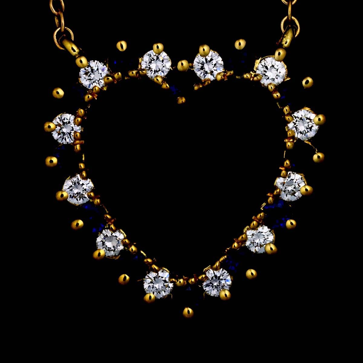 TIFFANY Co. TIFFANY Co. Heart Sapphire Diamond Necklace 18K Yellow Gold 750 90302584