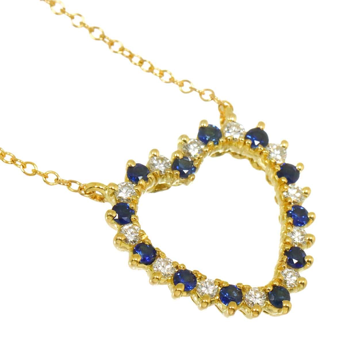 TIFFANY Co. TIFFANY Co. Heart Sapphire Diamond Necklace 18K Yellow Gold 750 90302584