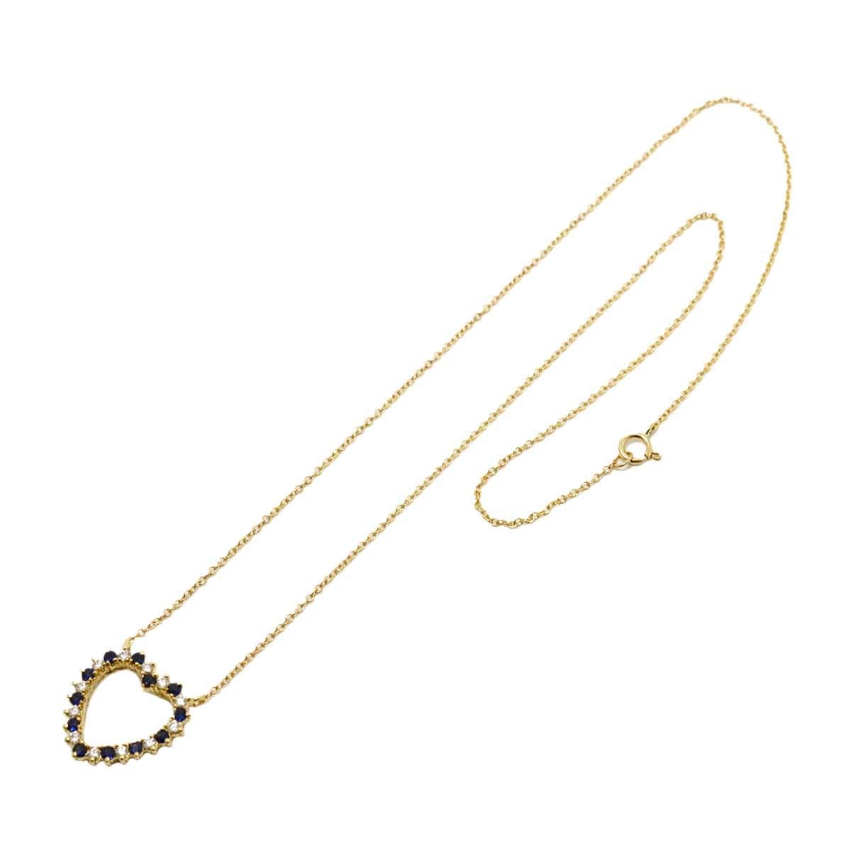 TIFFANY Co. TIFFANY Co. Heart Sapphire Diamond Necklace 18K Yellow Gold 750 90302584