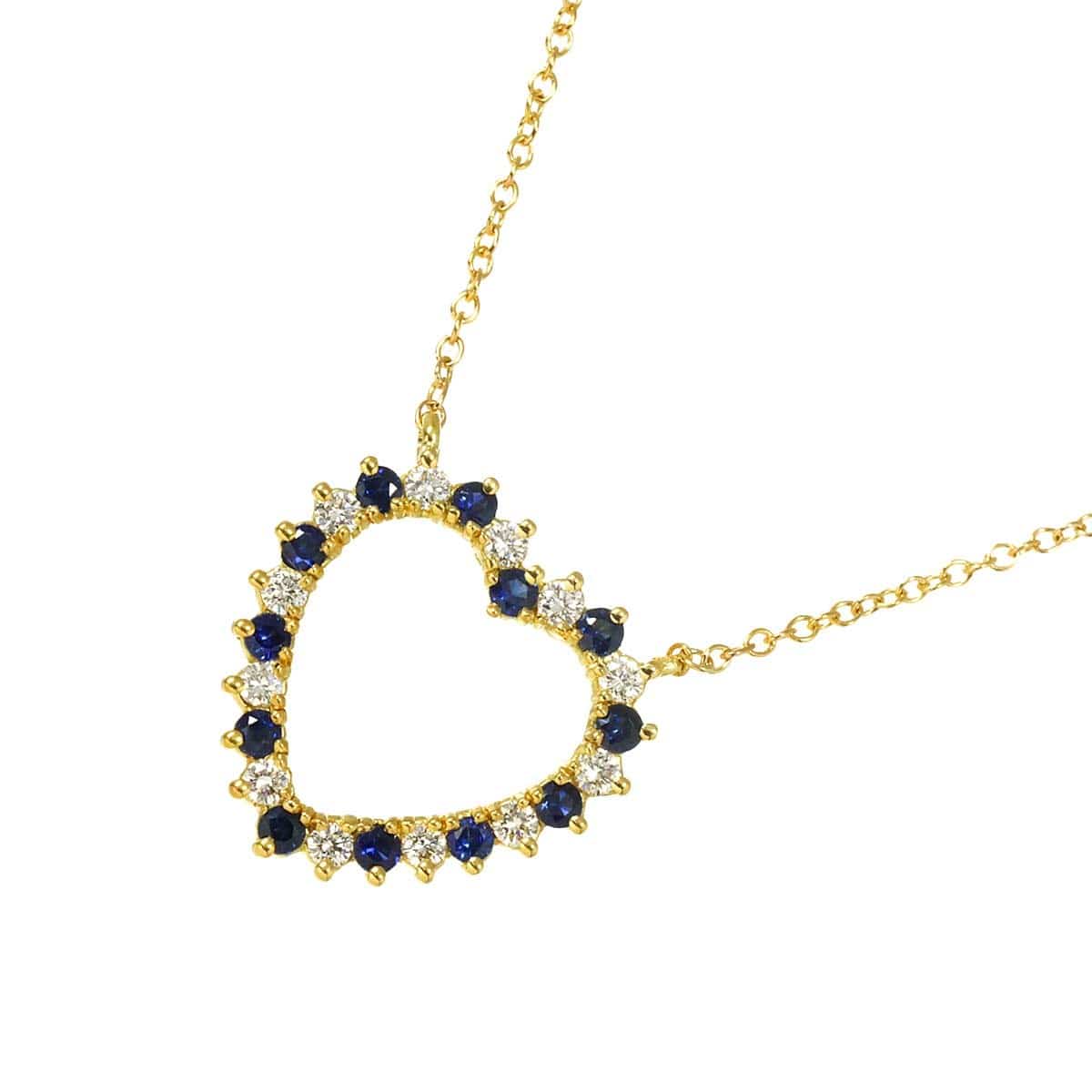 TIFFANY Co. TIFFANY Co. Heart Sapphire Diamond Necklace 18K Yellow Gold 750 90302584