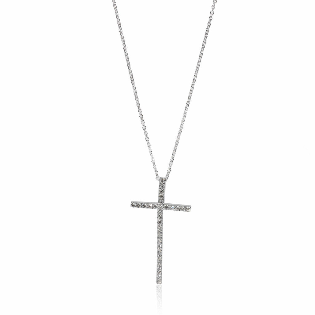 Tiffany & Co Small Cross Stitch X Diamond Necklace In 18K White Gold