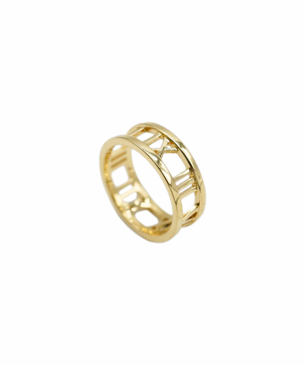 Tiffany & Co. 18K Yellow Gold Wide Pierced Atlas Band Ring AHC1316 ...