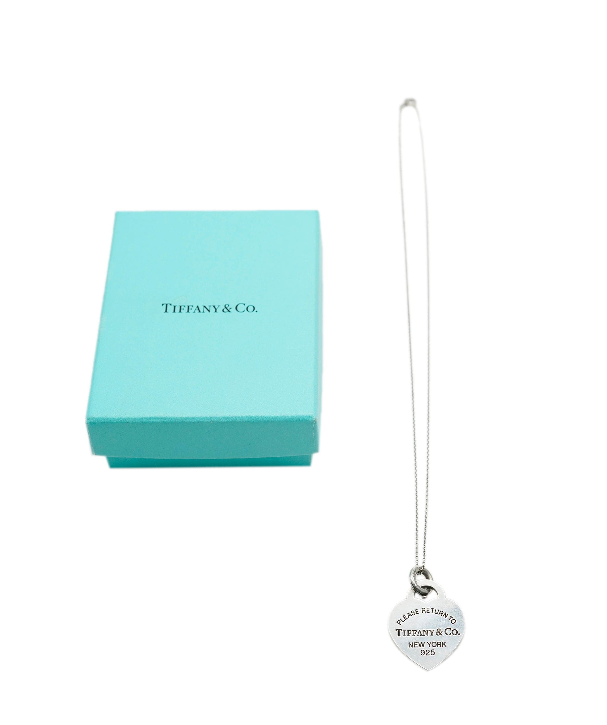 Tiffany Tiffany & Co. Return to Tiffany silver heart pendant / charm on chain AHC1397
