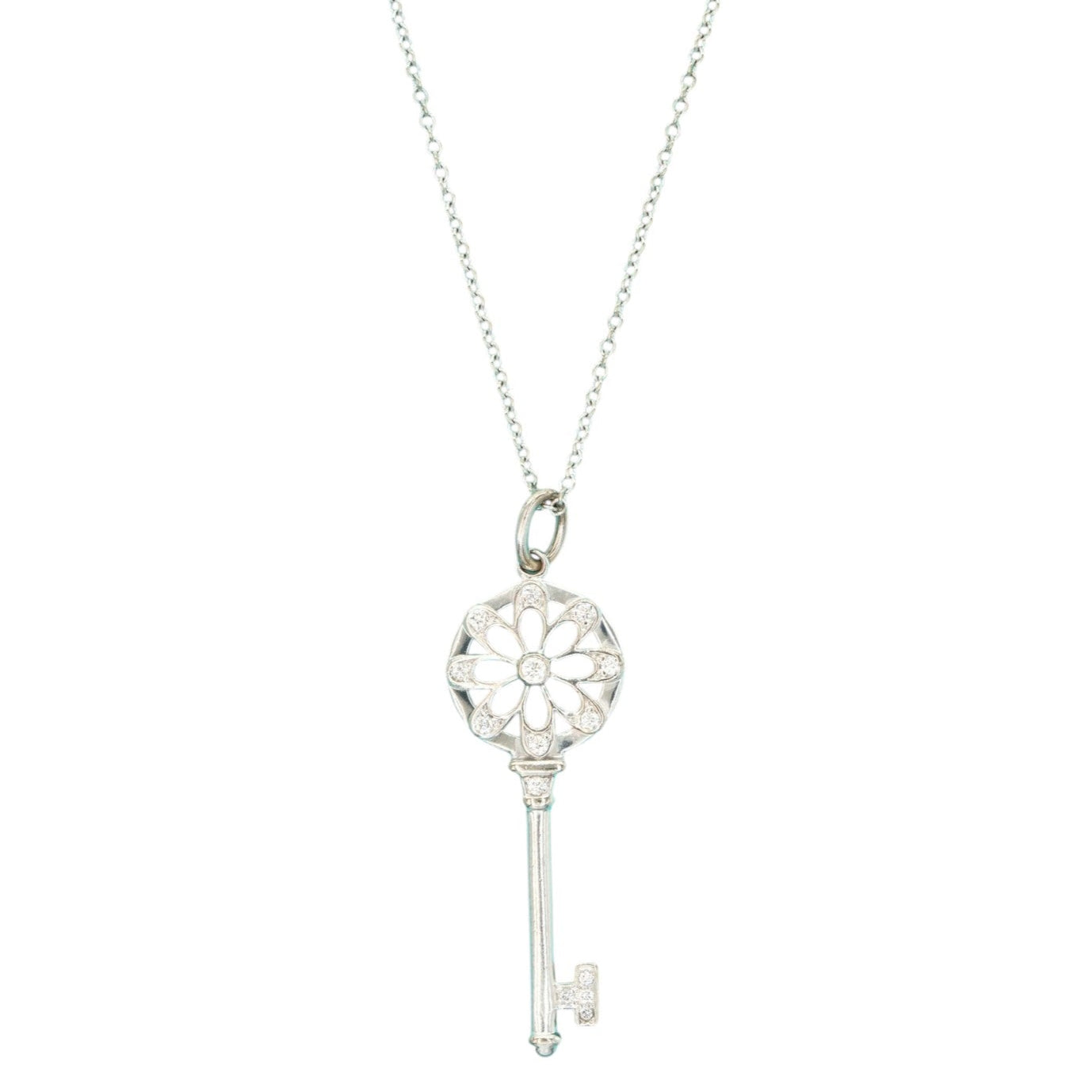 Tiffany Tiffany 18k White Gold Key Diamond Necklace