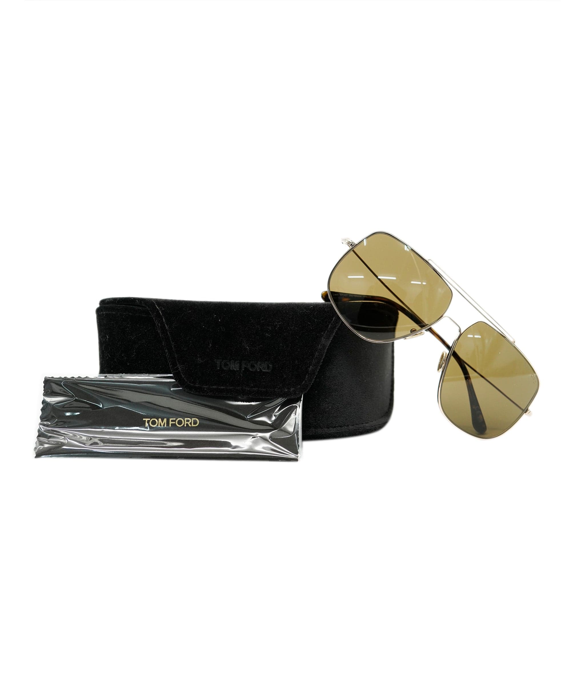 Tom Ford Sunglasses Liam Gold Brown Square Navigator Pilot FT0927