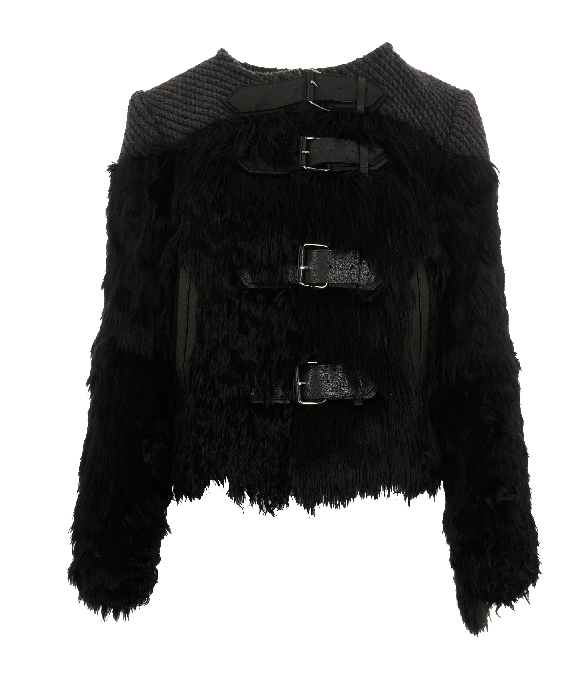 Tom Ford Tom Ford Black Leather Detailed Alpaca Fur Jacket 38 DBXL0068