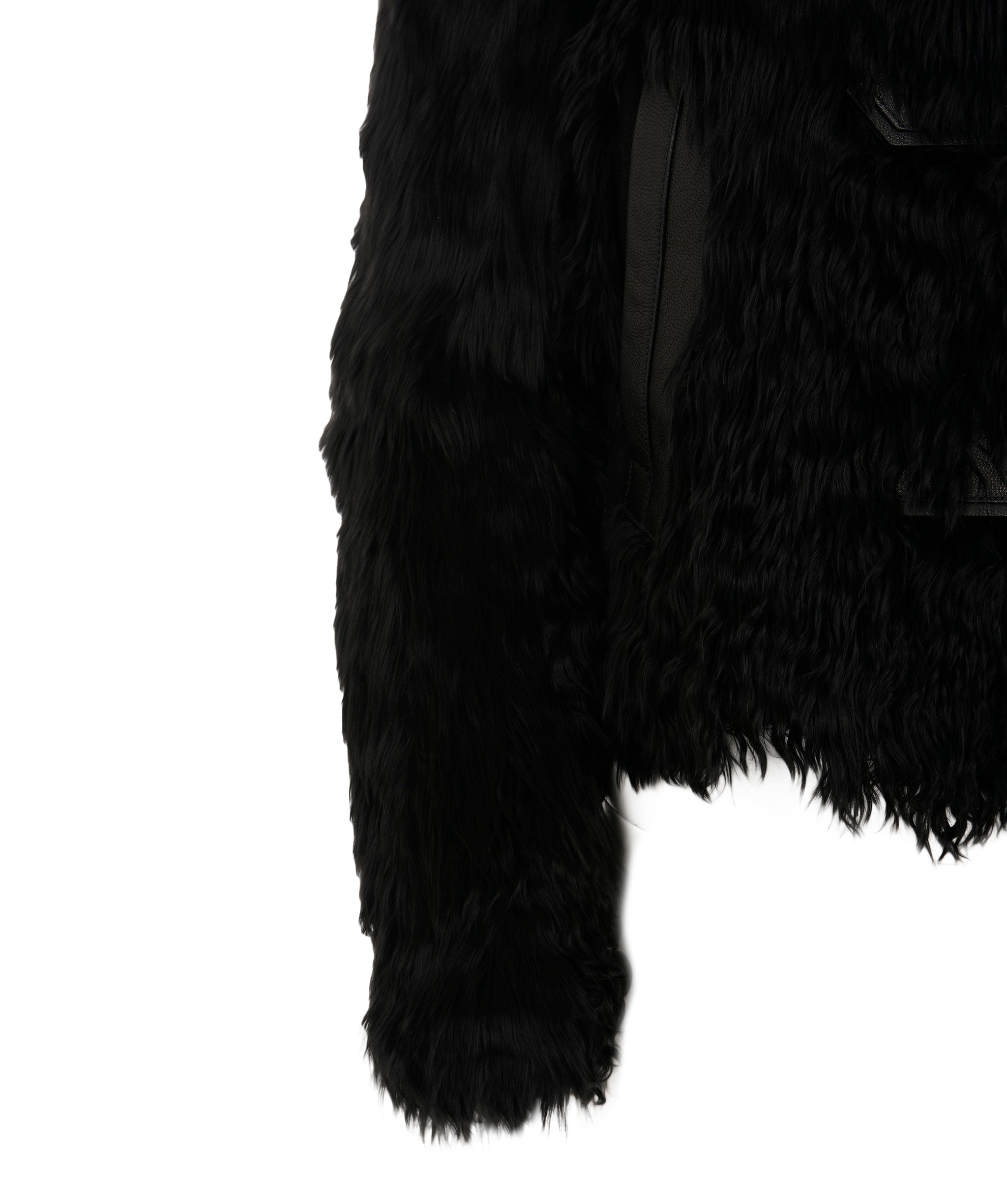 Tom Ford Tom Ford Black Leather Detailed Alpaca Fur Jacket 38 DBXL0068