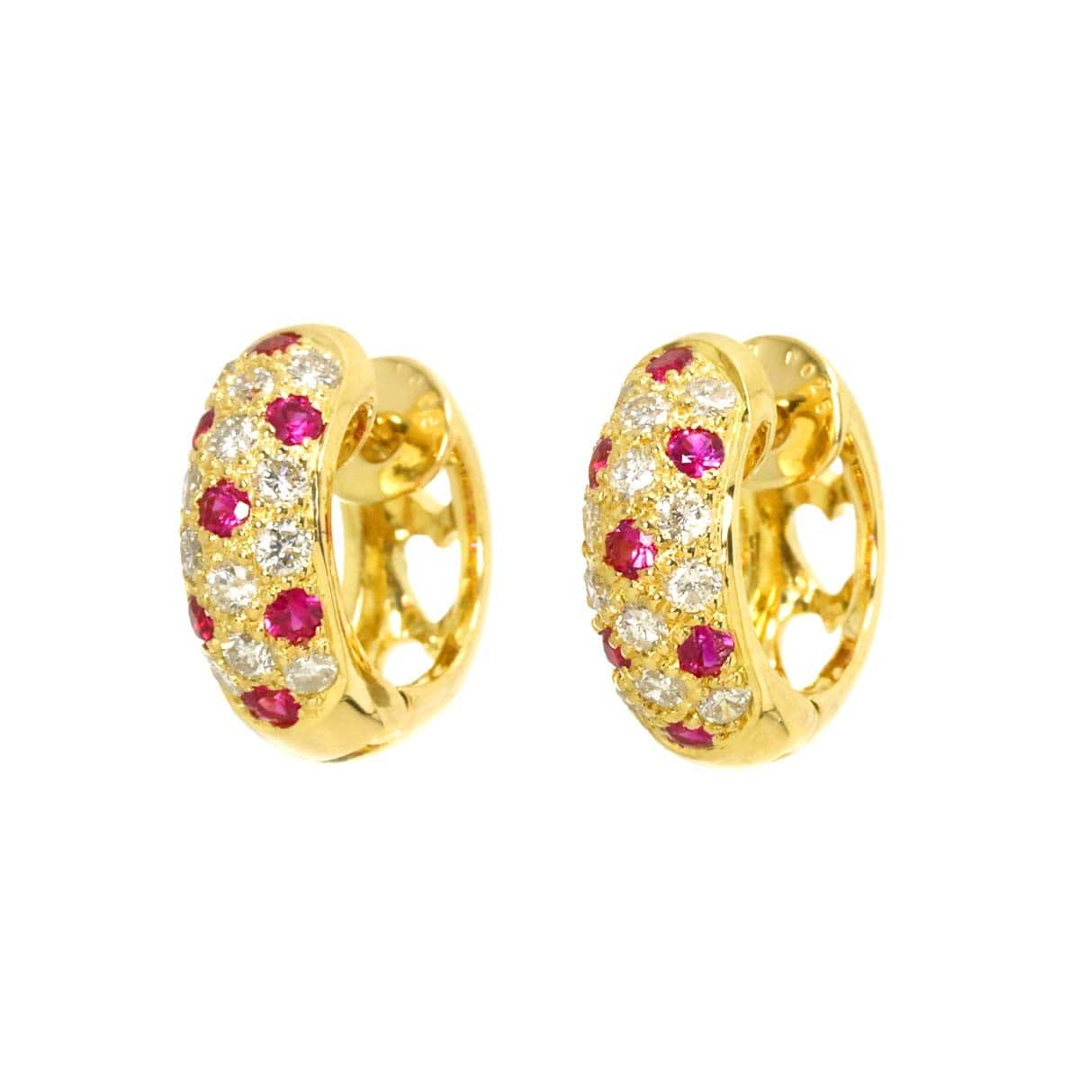 Unbranded Ruby 0.25ct/0.25ct Diamond 0.27ct/0.27ct Earrings Pierced K18 YG 750 90312211